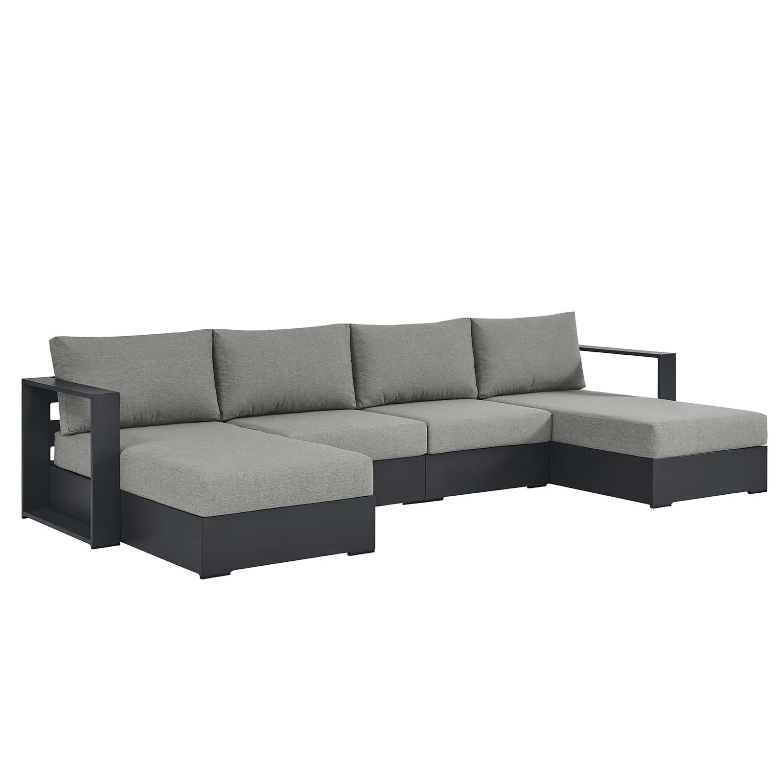 Tahoe Outdoor Patio Powder-Coated Aluminum 4-Piece Sectional Sofa Set By Modway - EEI-6676 - Image 9