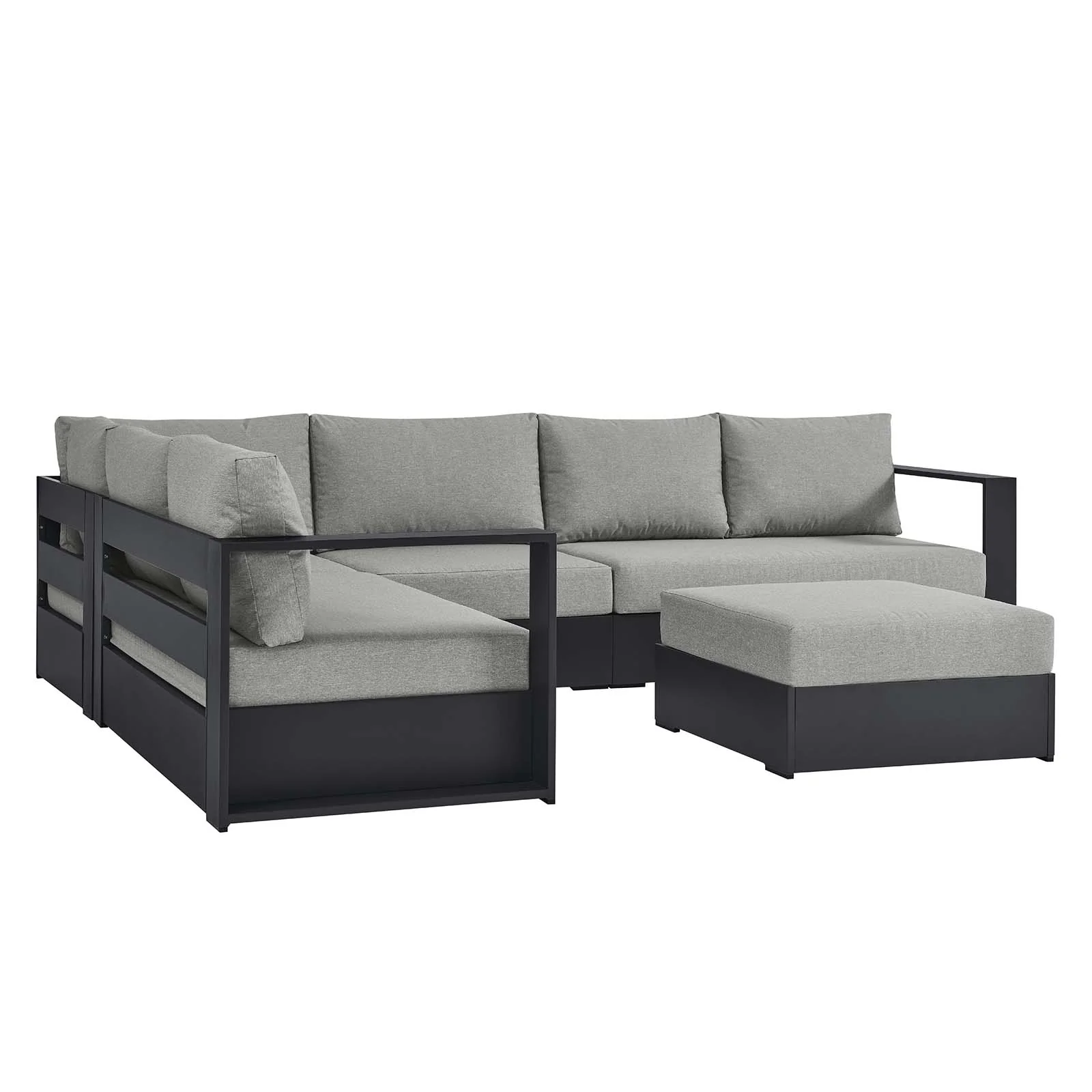 Tahoe Outdoor Patio Powder-Coated Aluminum 5-Piece Sectional Sofa Set By Modway - EEI-6674 - Image 10