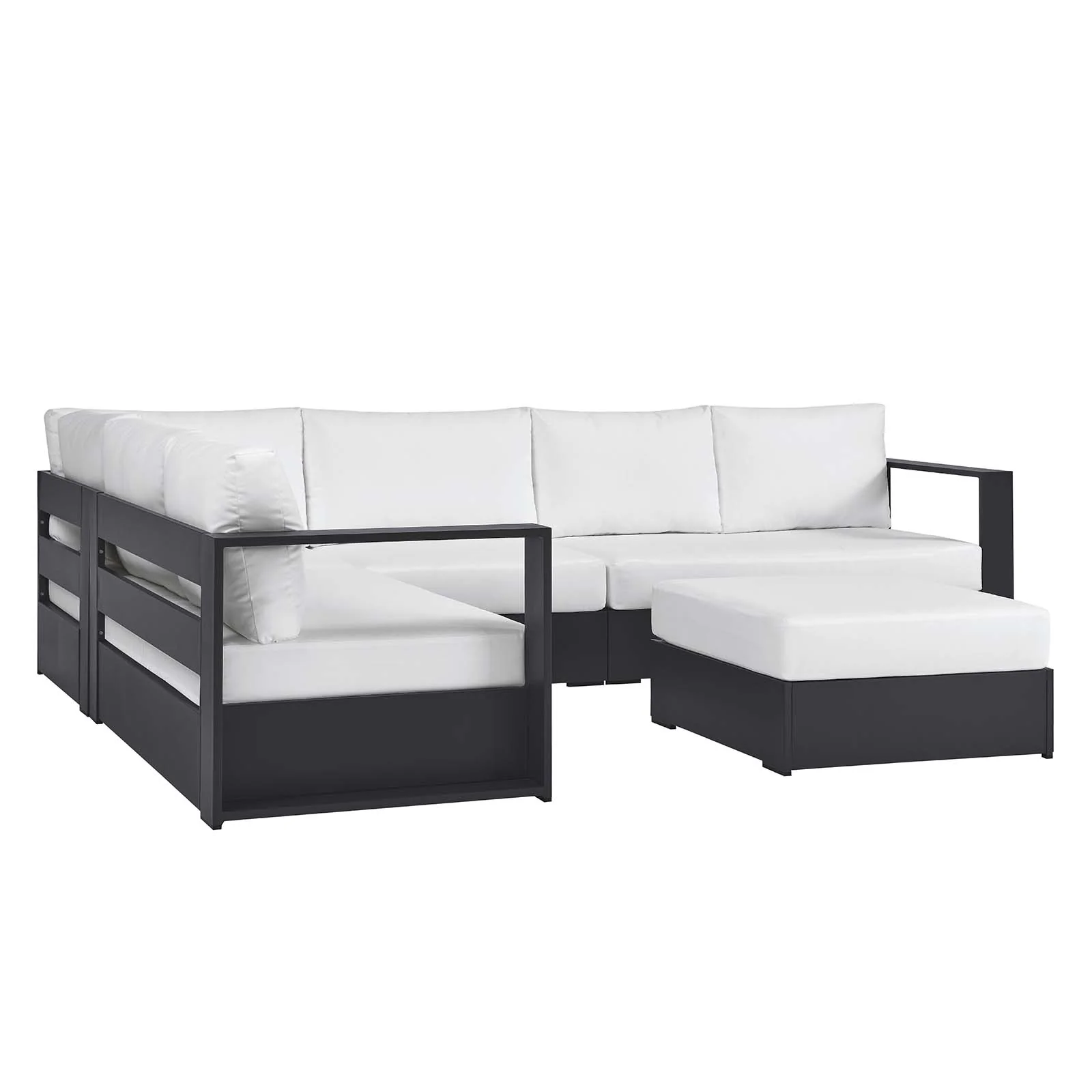 Tahoe Outdoor Patio Powder-Coated Aluminum 5-Piece Sectional Sofa Set By Modway - EEI-6674 - Image 19