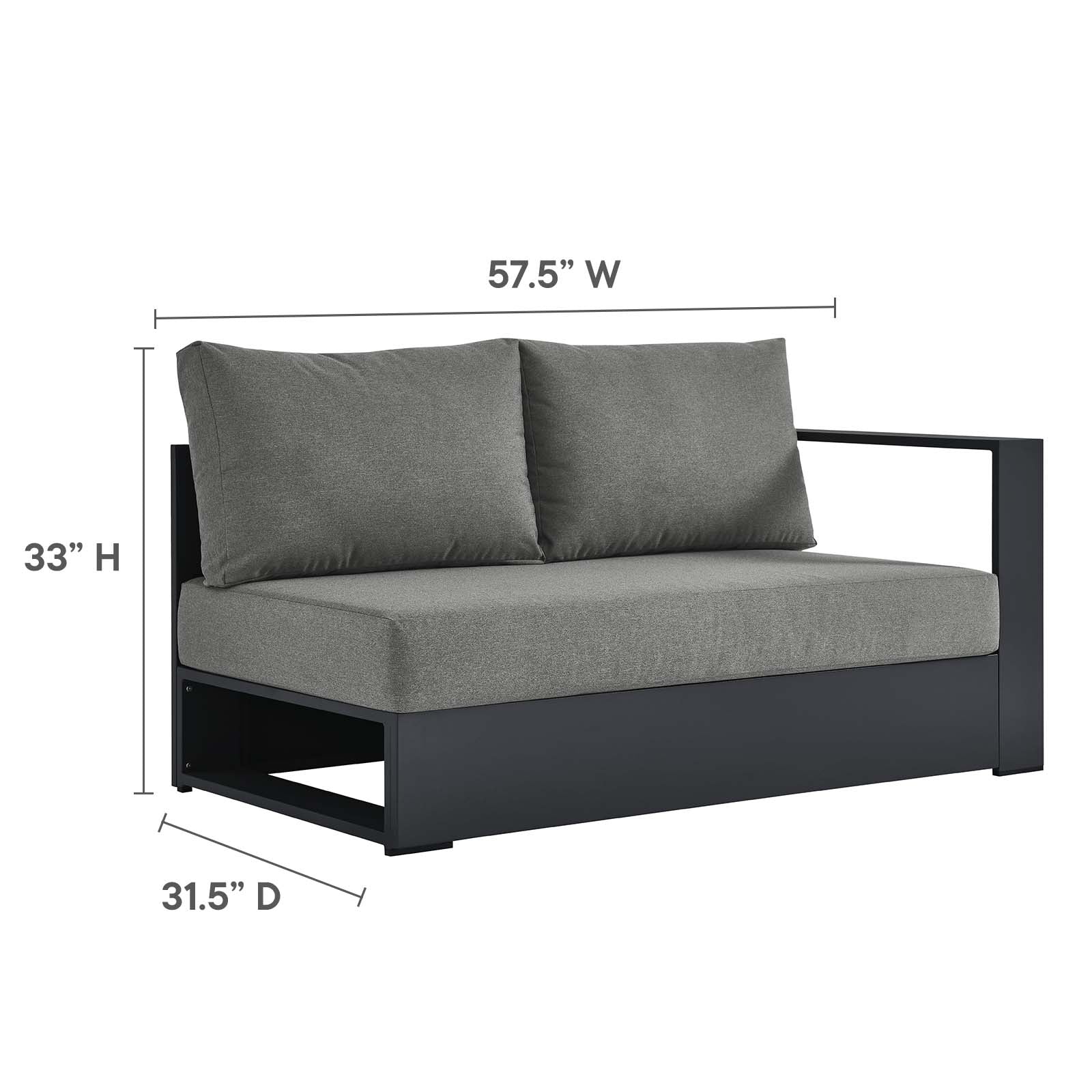 Tahoe Outdoor Patio Powder-Coated Aluminum 5-Piece Sectional Sofa Set By Modway - EEI-6674 - Image 8