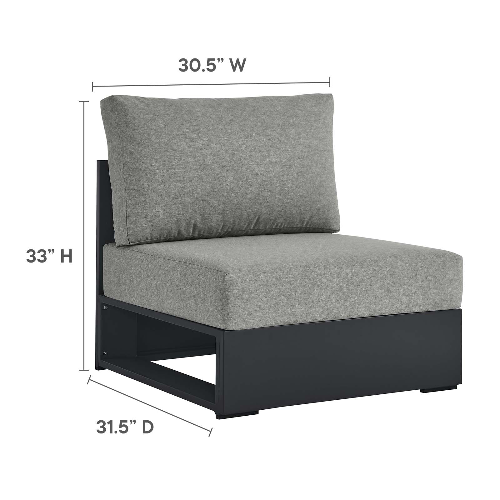 Tahoe Outdoor Patio Powder-Coated Aluminum Modular Armless Chair By Modway - EEI-6628 - Image 15