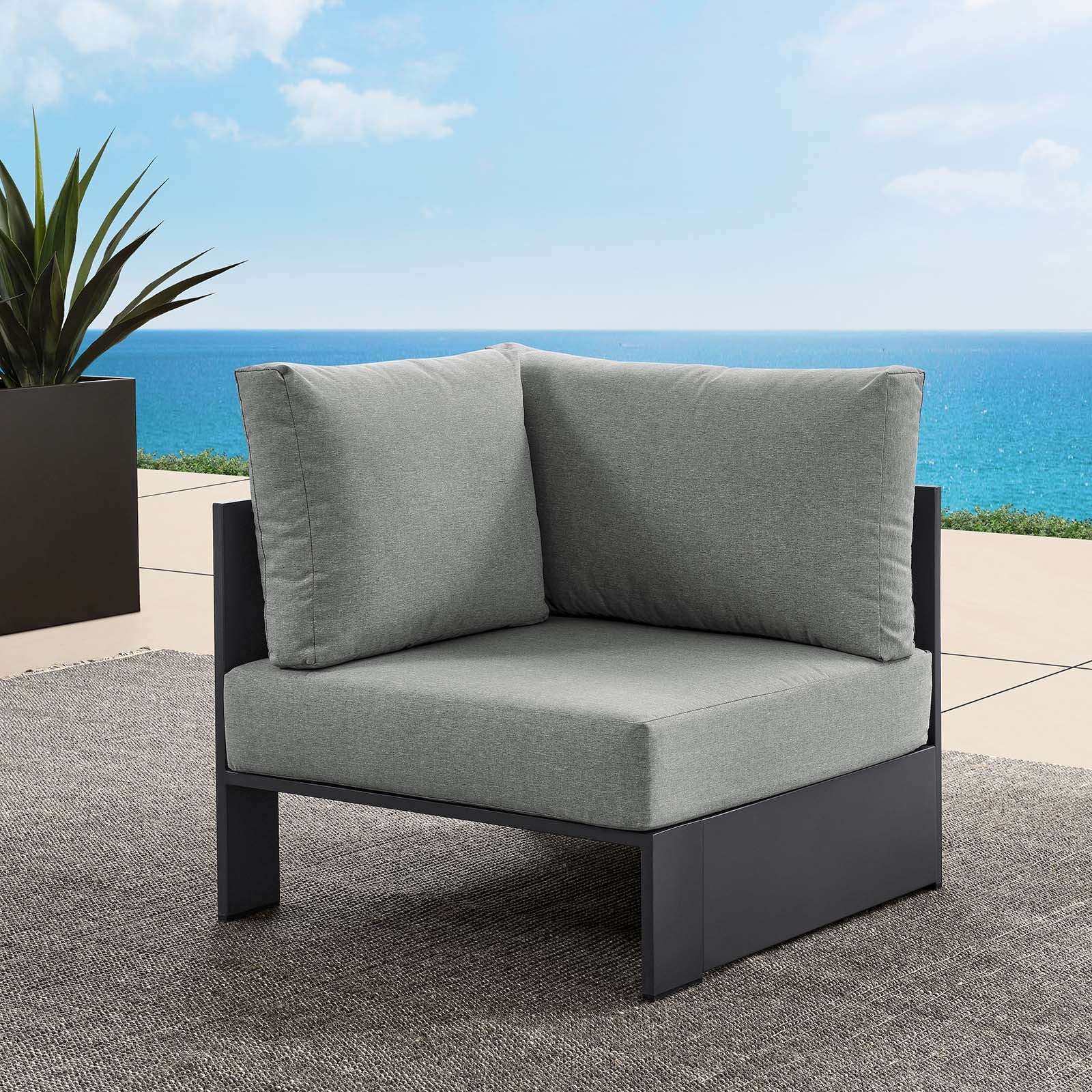 Tahoe Outdoor Patio Powder-Coated Aluminum Modular Corner Chair By Modway - EEI-6631 - Image 16