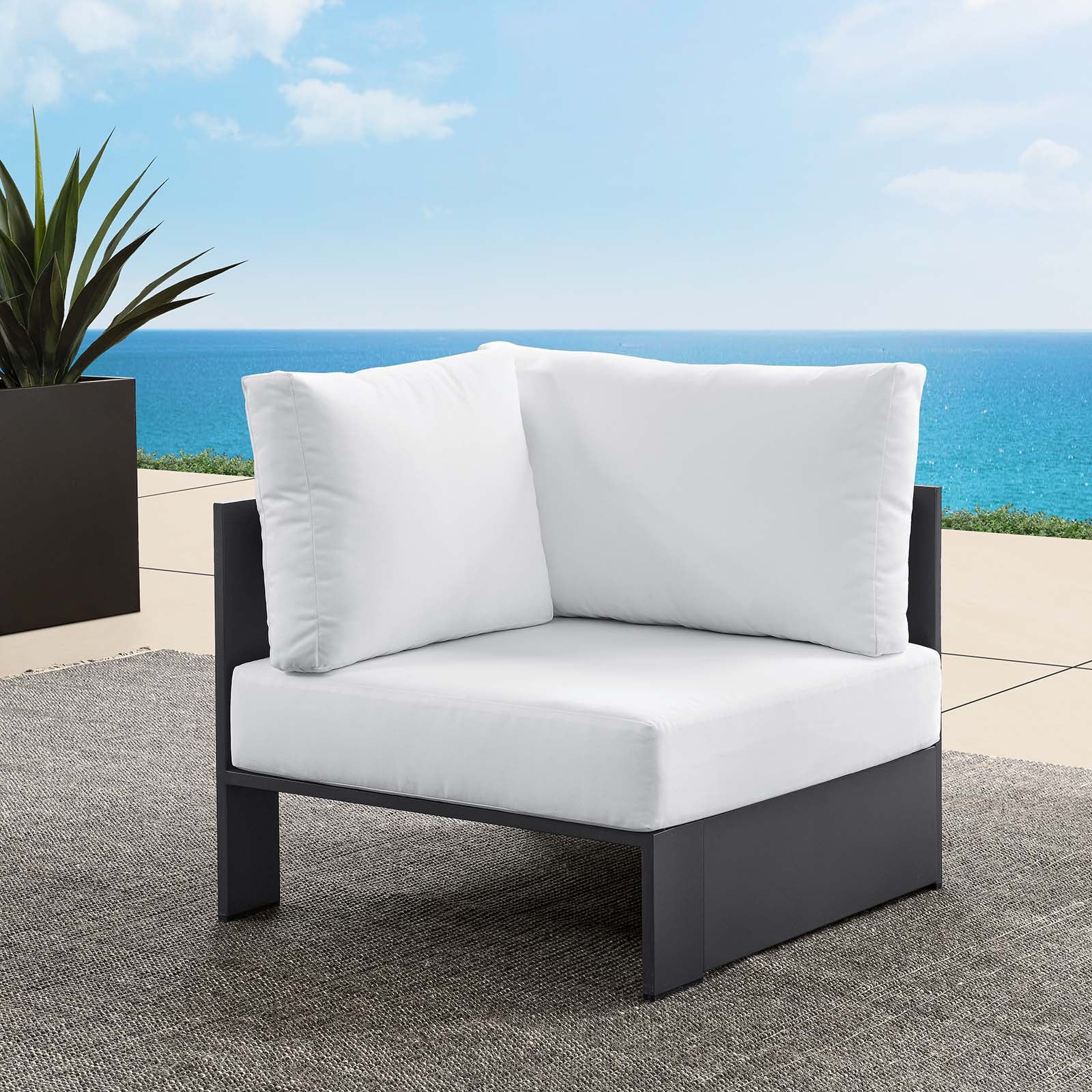 Tahoe Outdoor Patio Powder-Coated Aluminum Modular Corner Chair By Modway - EEI-6631 - Image 24