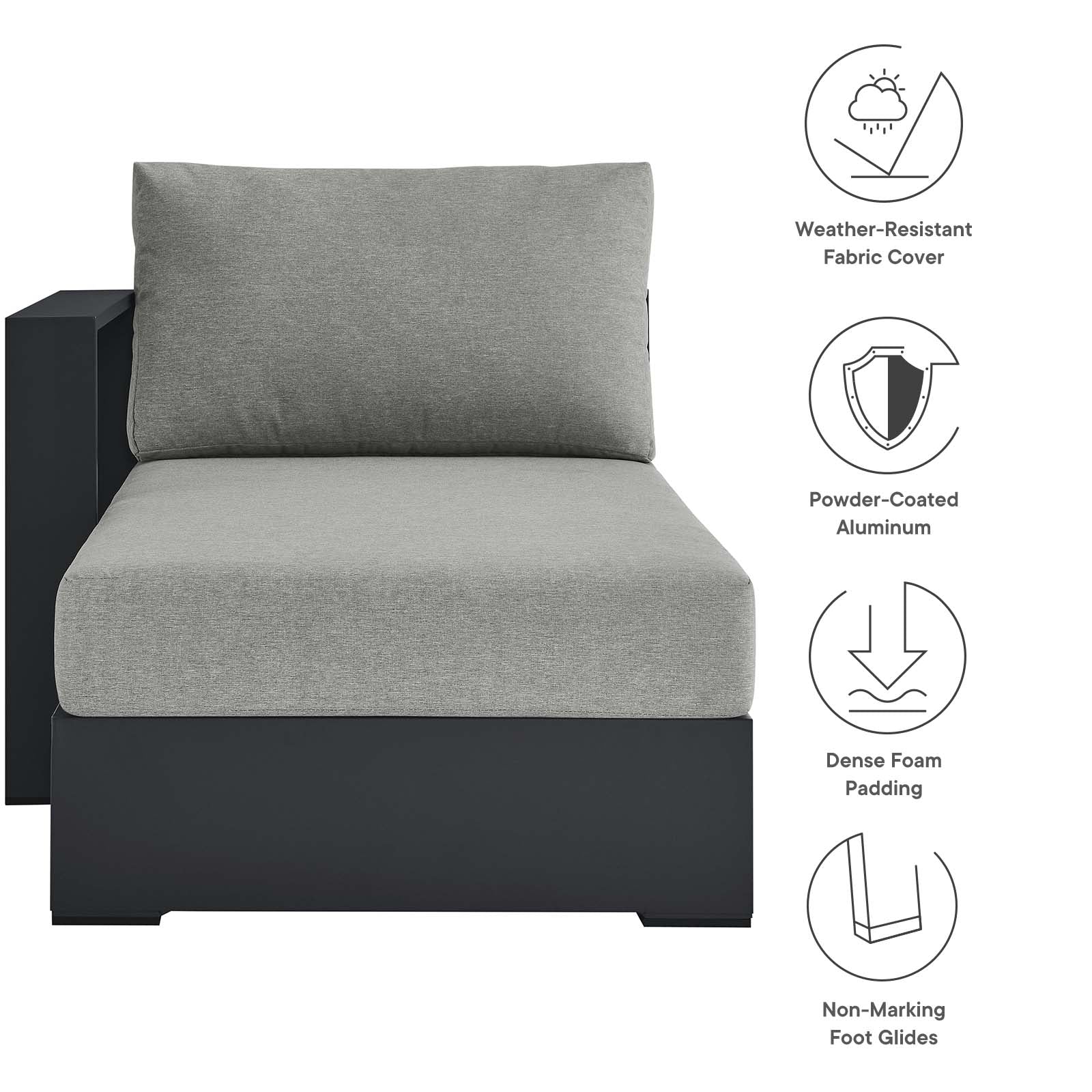 Tahoe Outdoor Patio Powder-Coated Aluminum Modular Left-Facing Chaise Lounge By Modway - EEI-6632 - Image 14