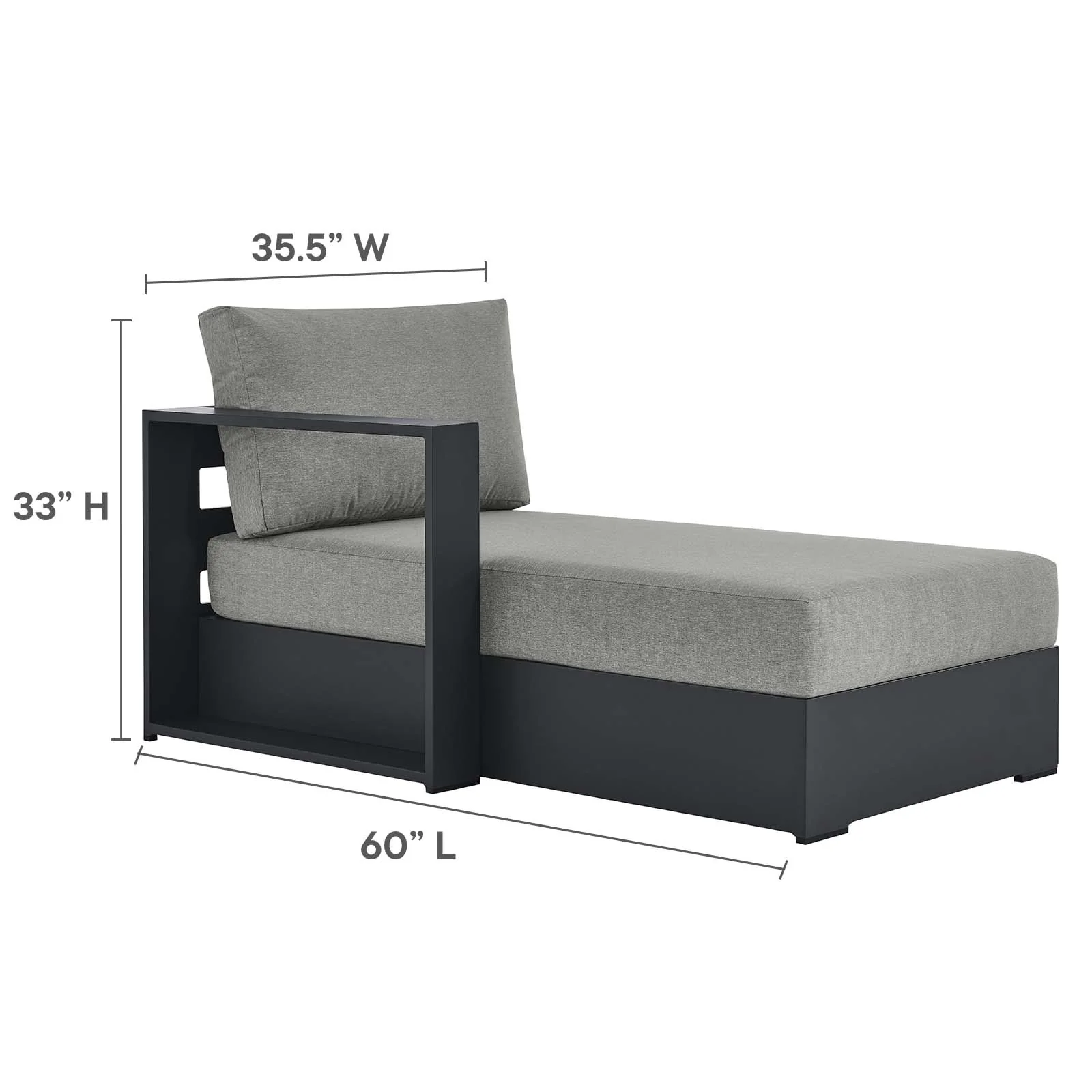 Tahoe Outdoor Patio Powder-Coated Aluminum Modular Left-Facing Chaise Lounge By Modway - EEI-6632 - Image 15