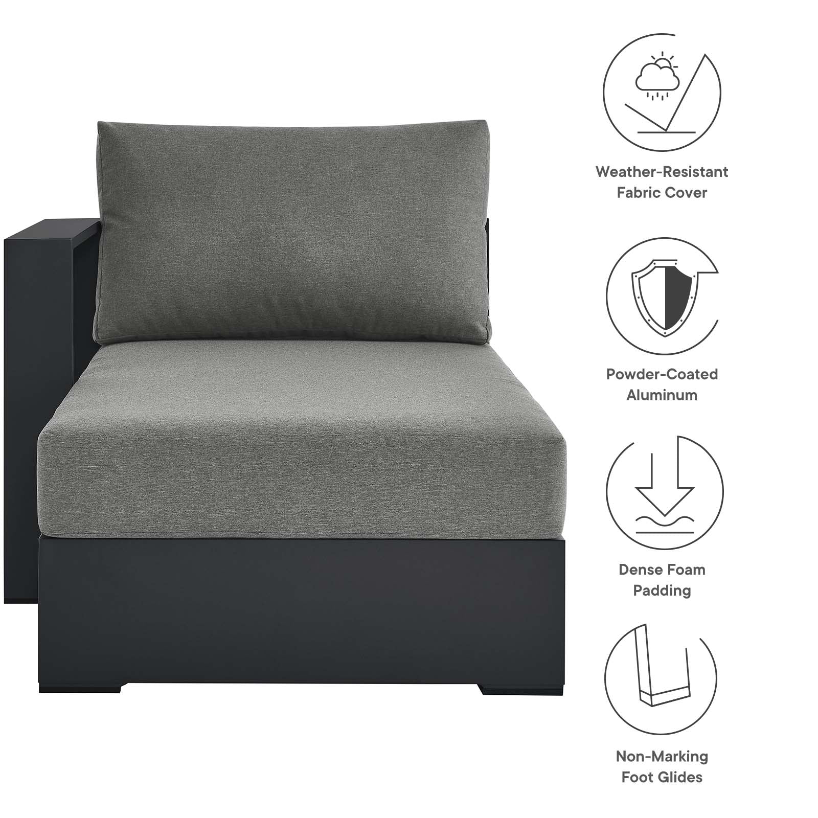 Tahoe Outdoor Patio Powder-Coated Aluminum Modular Left-Facing Chaise Lounge By Modway - EEI-6632 - Image 6
