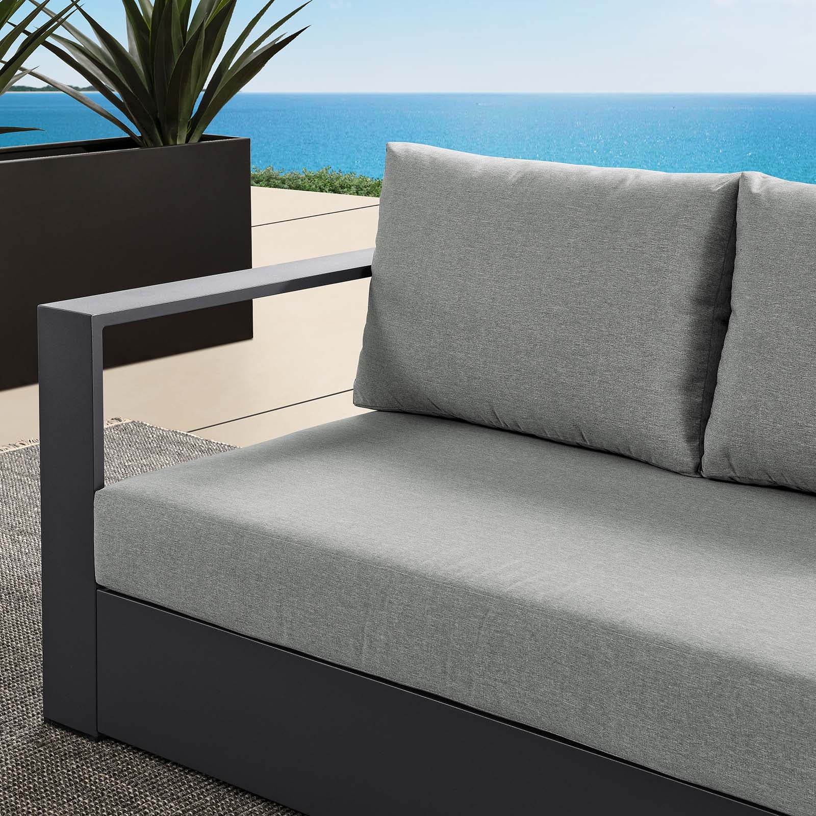 Tahoe Outdoor Patio Powder-Coated Aluminum Modular Left-Facing Loveseat By Modway - EEI-6629 - Image 16
