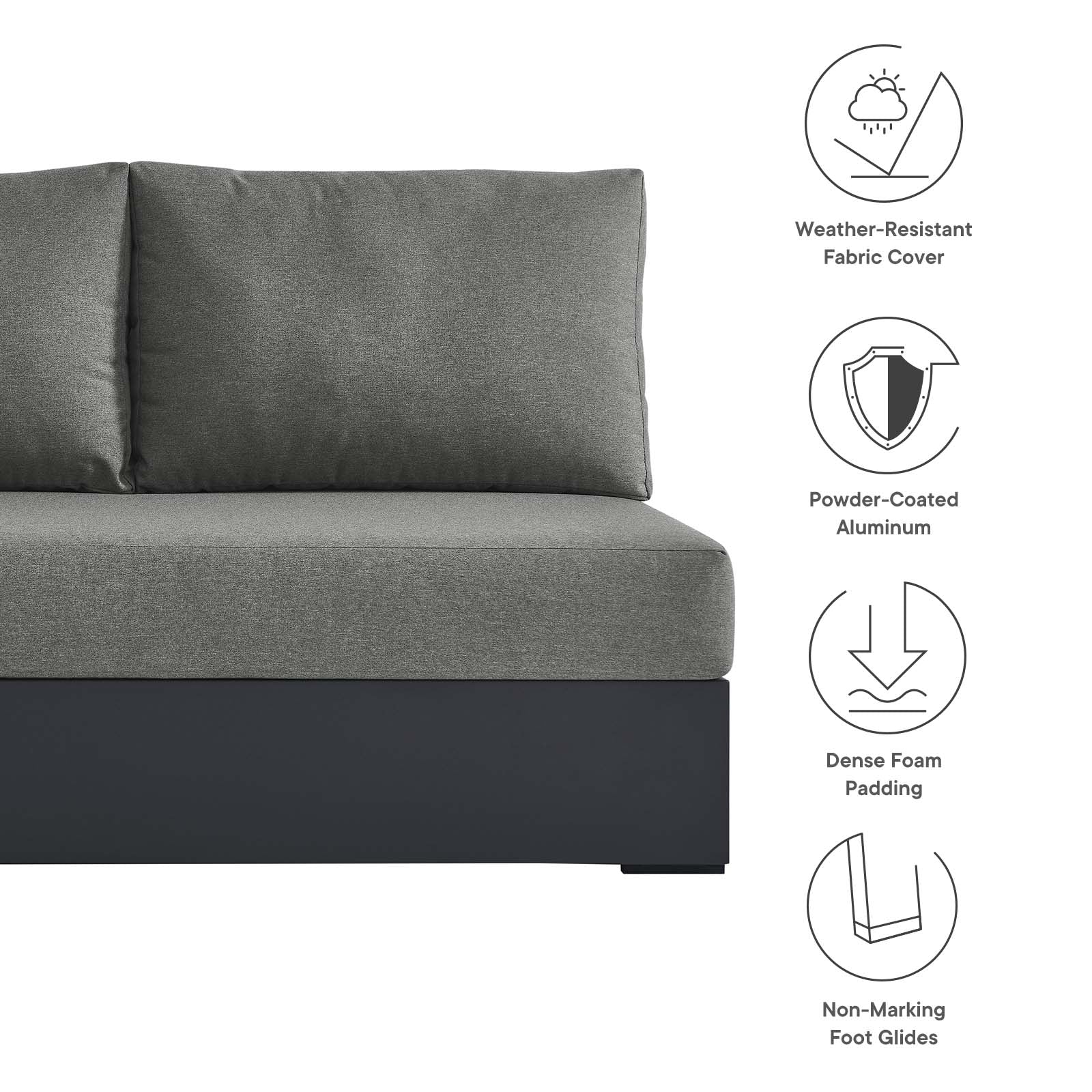 Tahoe Outdoor Patio Powder-Coated Aluminum Modular Left-Facing Loveseat By Modway - EEI-6629 - Image 6