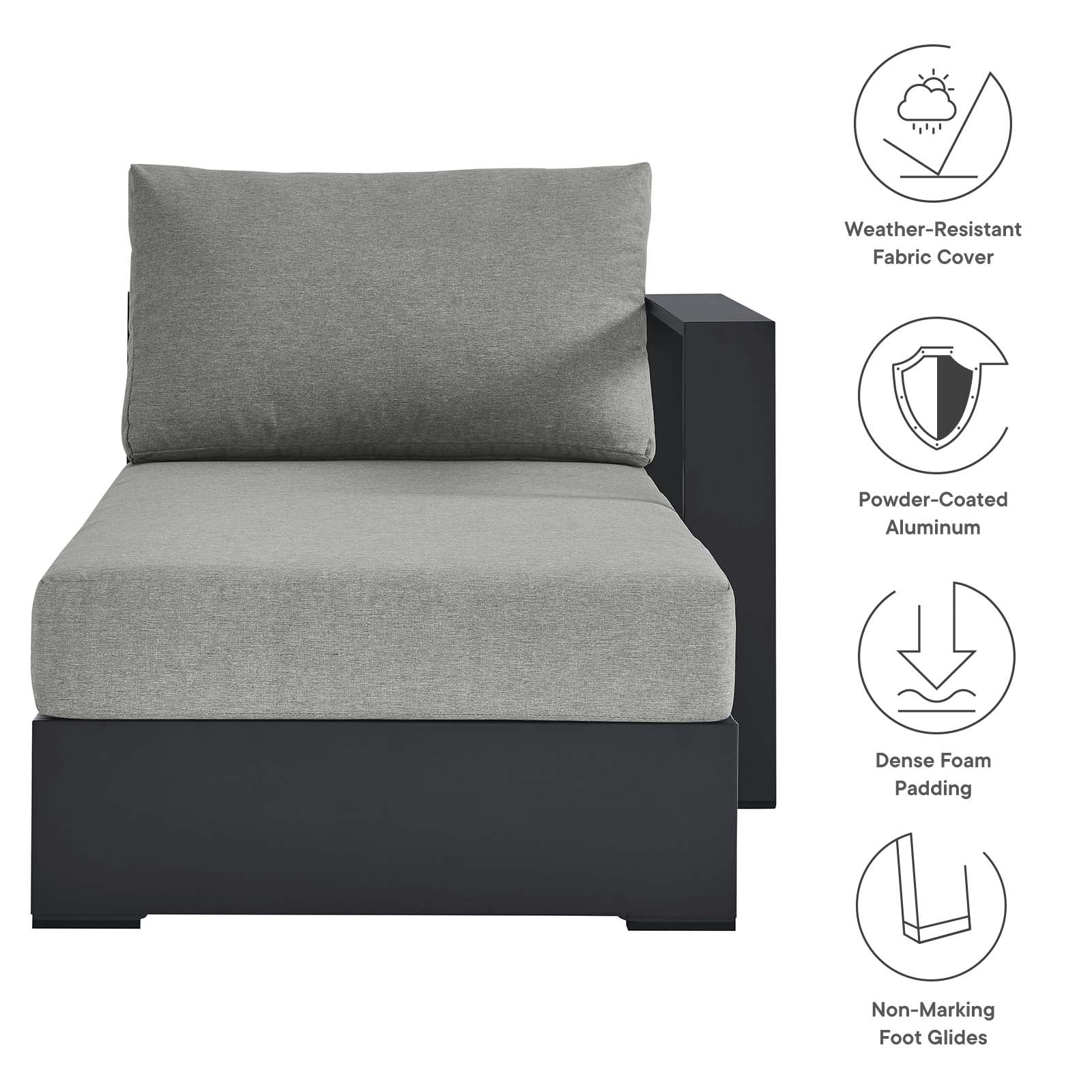 Tahoe Outdoor Patio Powder-Coated Aluminum Modular Right-Facing Chaise Lounge By Modway - EEI-6633 - Image 14