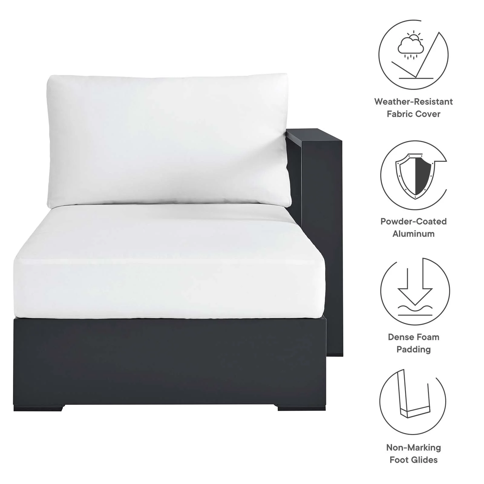 Tahoe Outdoor Patio Powder-Coated Aluminum Modular Right-Facing Chaise Lounge By Modway - EEI-6633 - Image 22