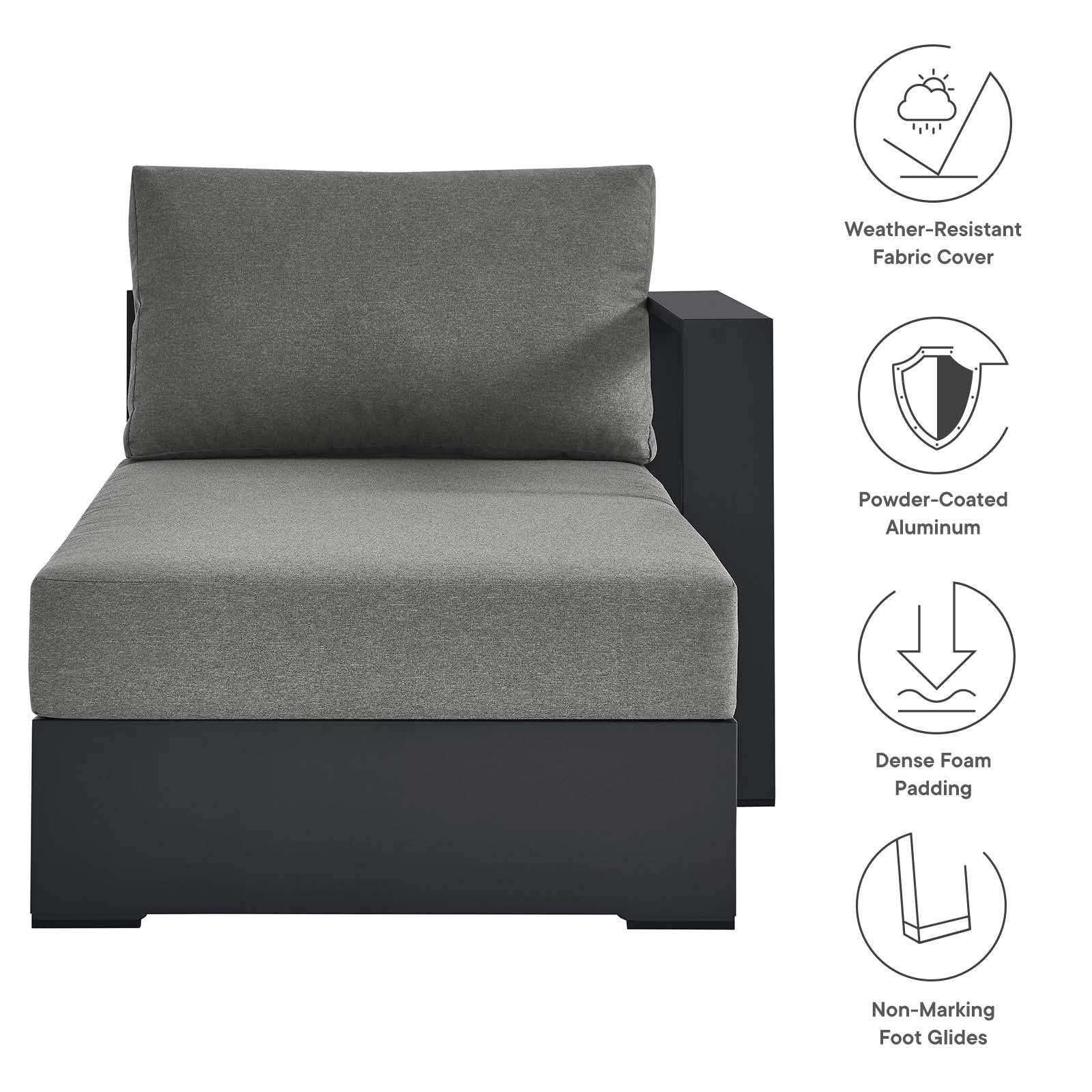 Tahoe Outdoor Patio Powder-Coated Aluminum Modular Right-Facing Chaise Lounge By Modway - EEI-6633 - Image 6