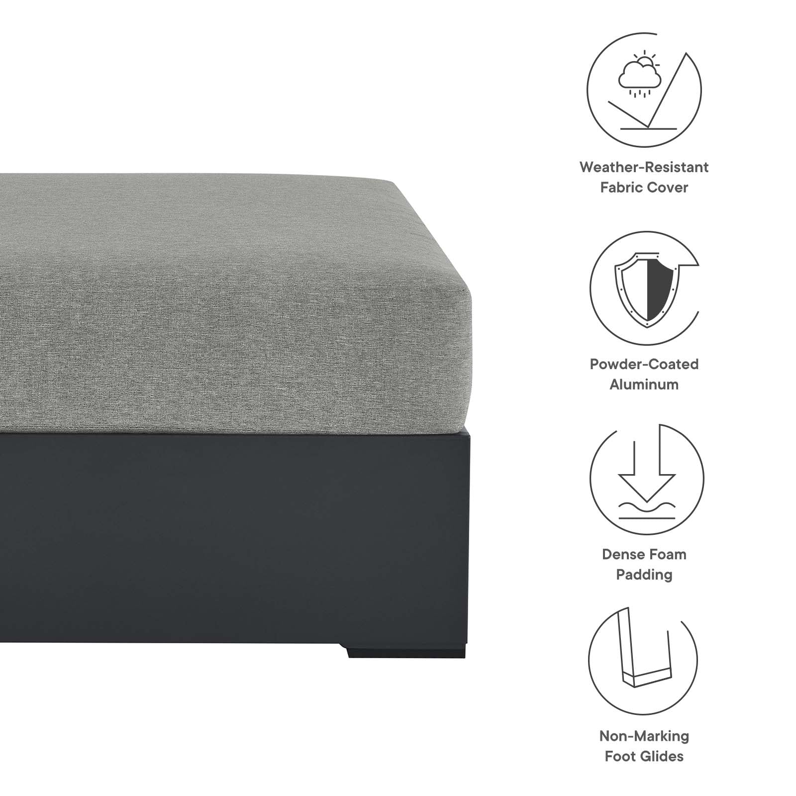 Tahoe Outdoor Patio Powder-Coated Aluminum Ottoman By Modway - EEI-6627 - Image 13