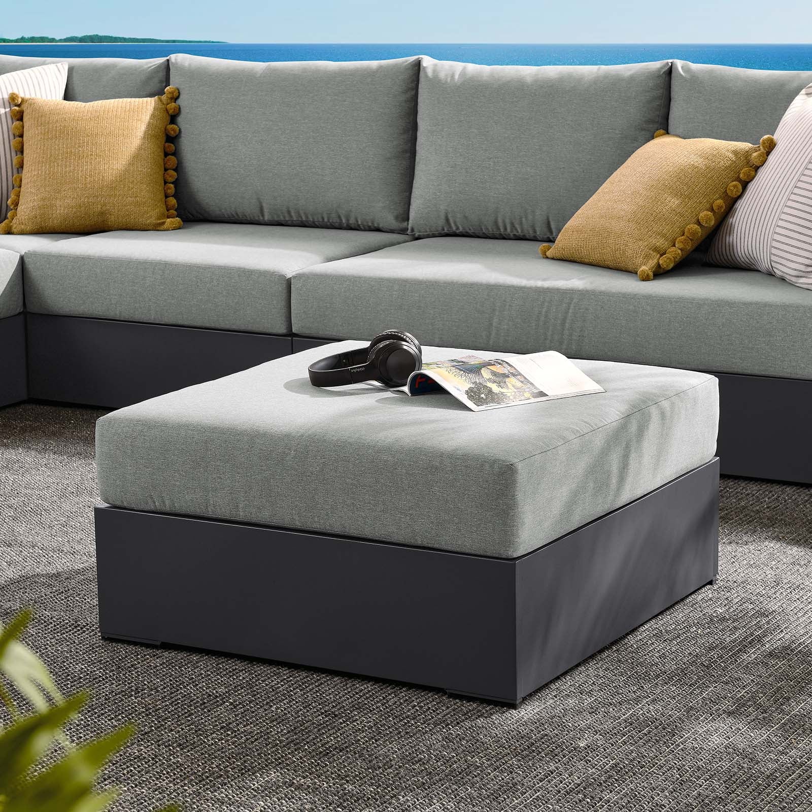 Tahoe Outdoor Patio Powder-Coated Aluminum Ottoman By Modway - EEI-6627 - Image 16