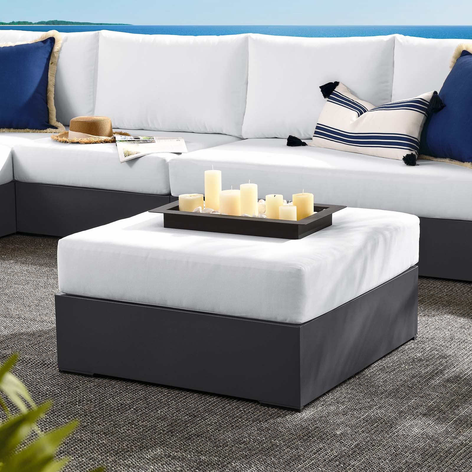 Tahoe Outdoor Patio Powder-Coated Aluminum Ottoman By Modway - EEI-6627 - Image 24
