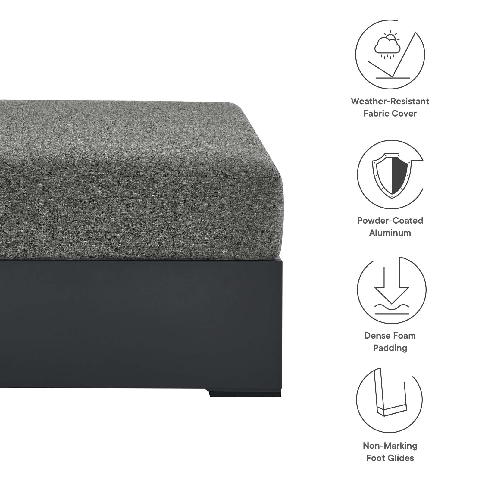 Tahoe Outdoor Patio Powder-Coated Aluminum Ottoman By Modway - EEI-6627 - Image 6