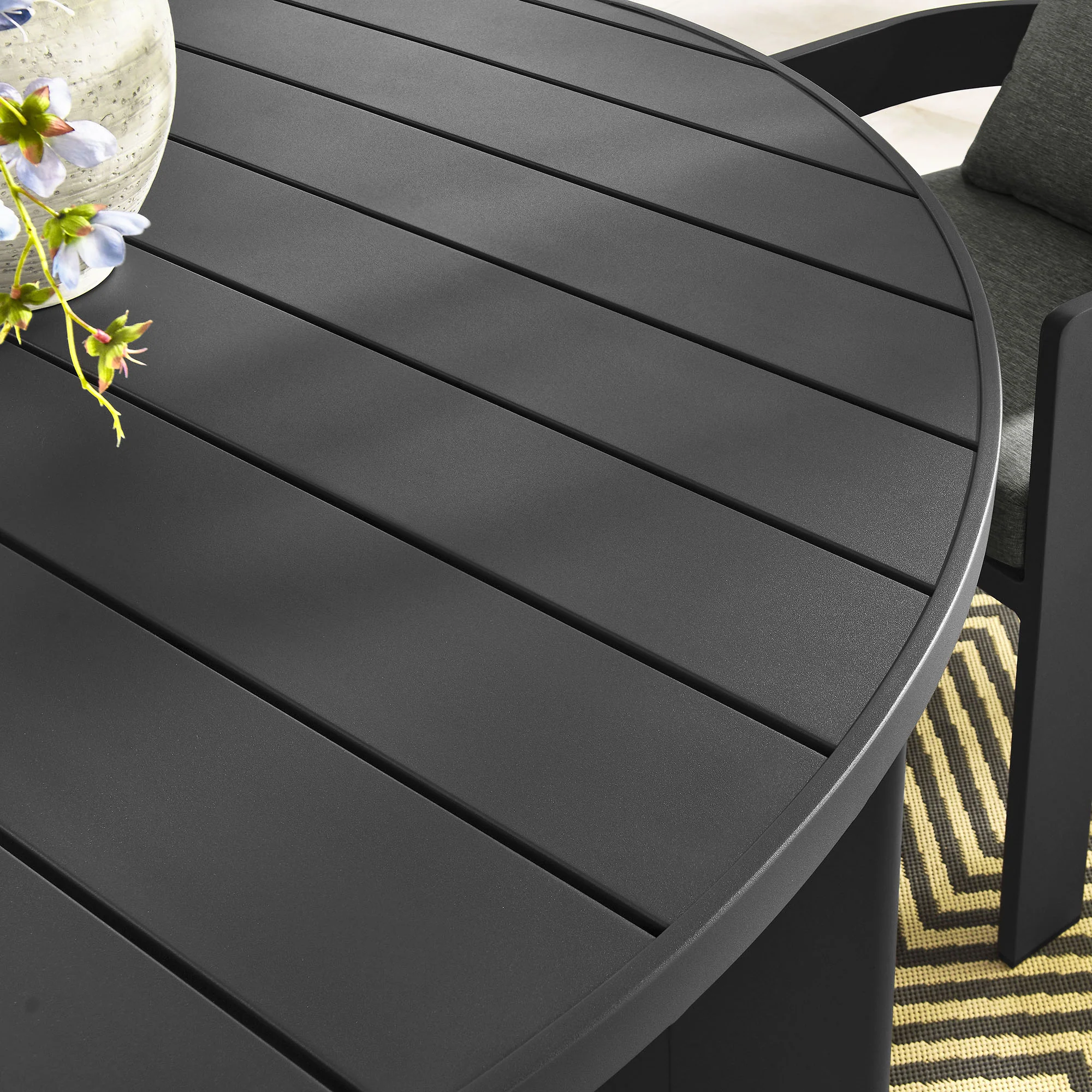 Tahoe Round Outdoor Patio Aluminum Dining Table by Modway - Image 6