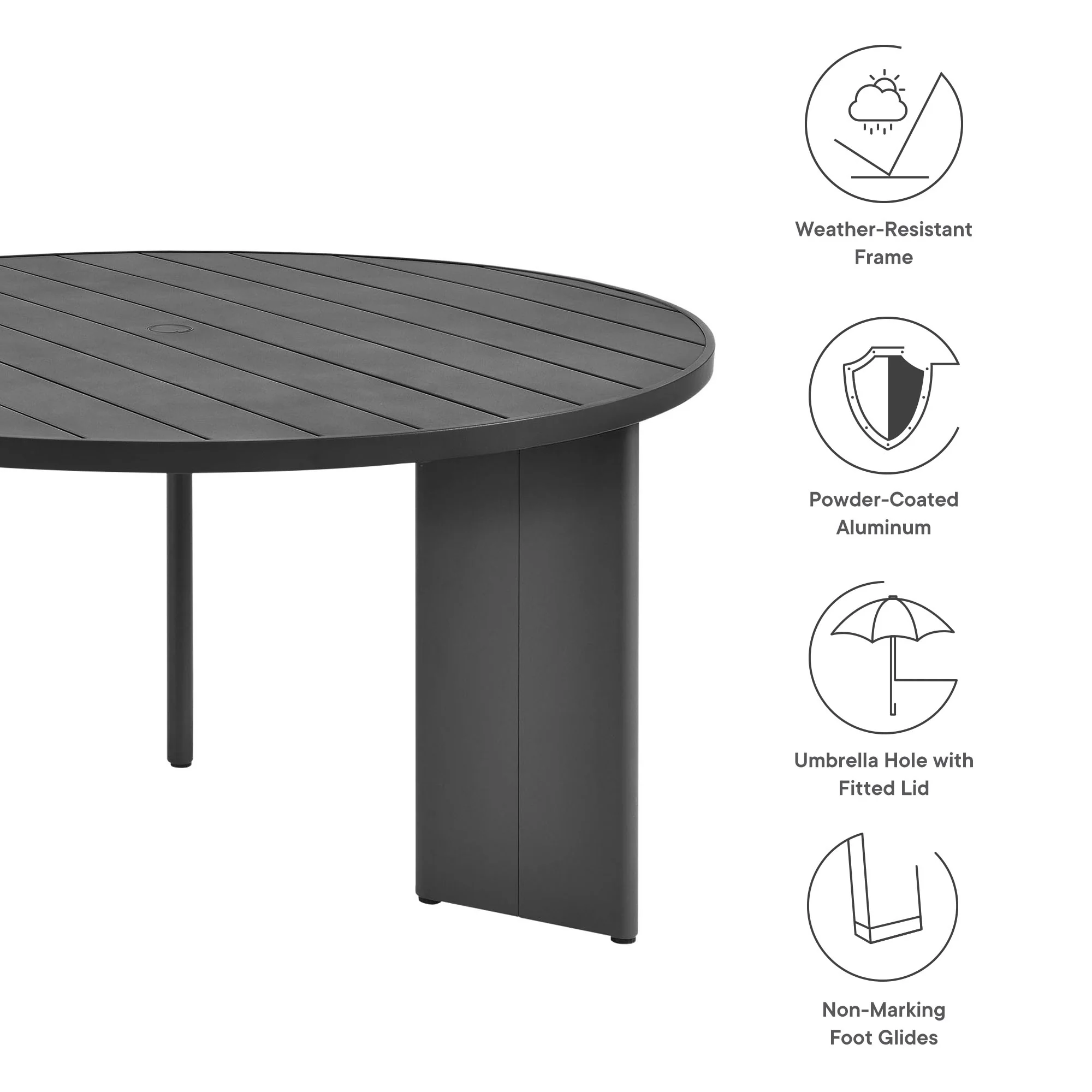Tahoe Round Outdoor Patio Aluminum Dining Table by Modway - Image 7