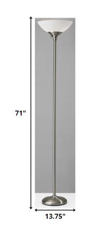 Tailored Satin Steel Metal Torchiere with Bright Illumination By Homeroots - Image 2