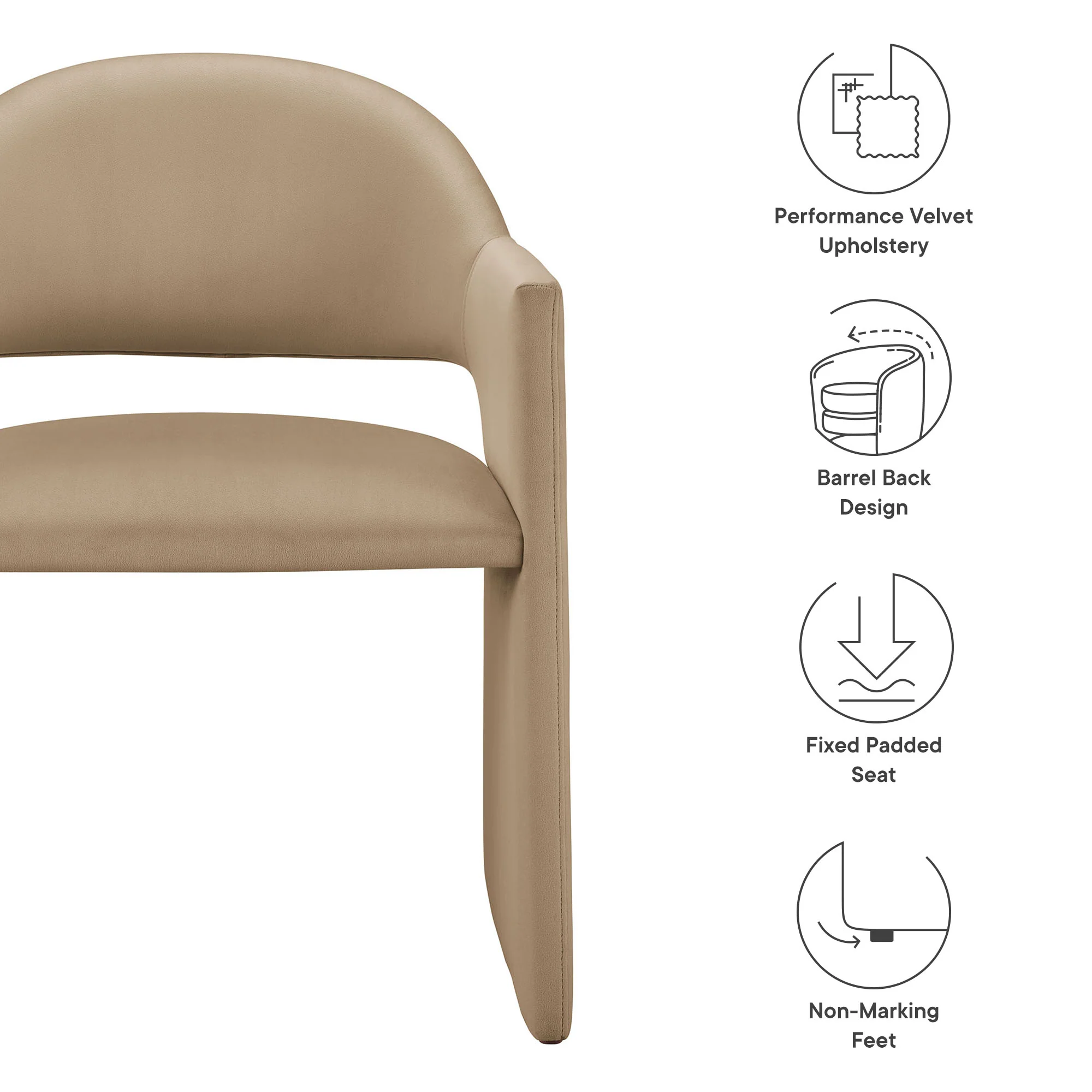 Talia Performance Velvet Dining Armchair by Modway - Image 35