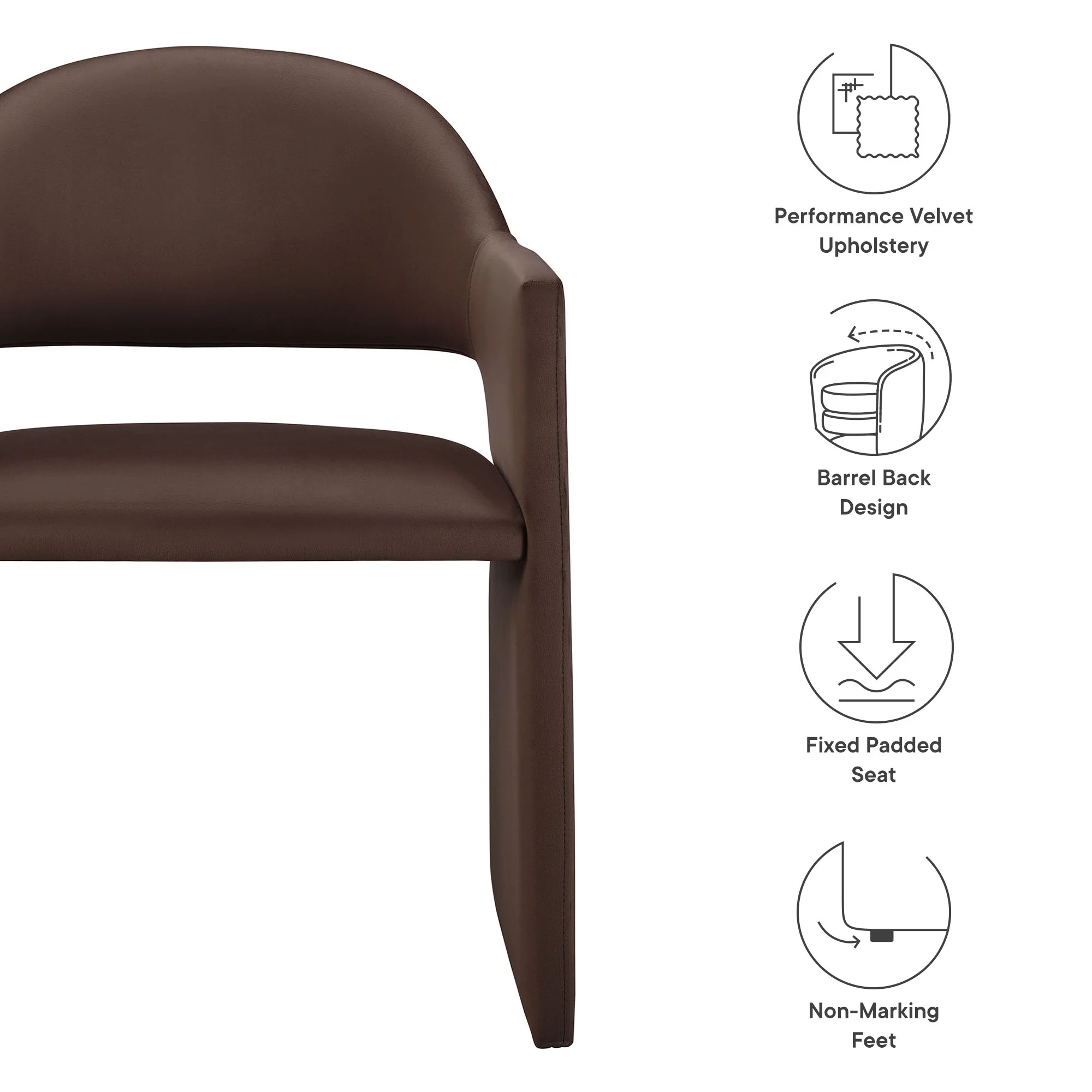 Talia Performance Velvet Dining Armchair by Modway - Image 8