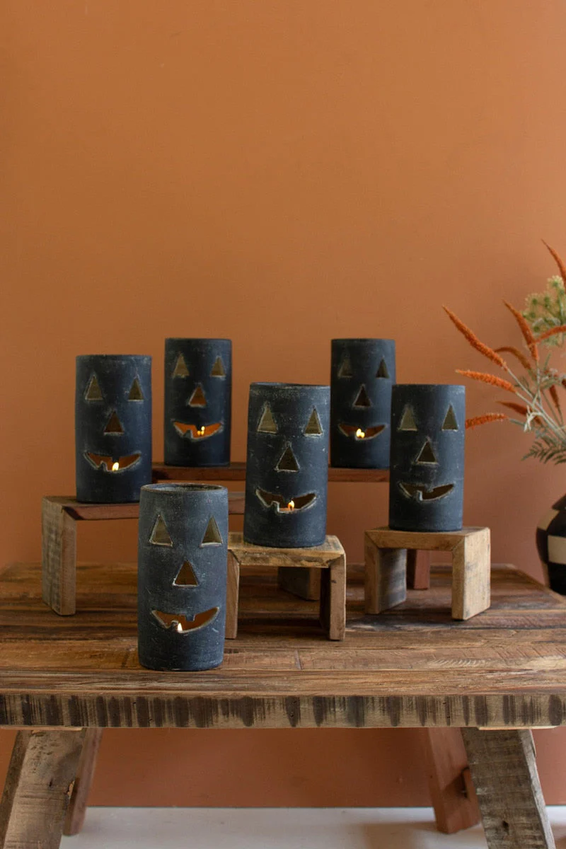 Tall Black Clay Jack-O-Lantern By Kalalou - Image 5
