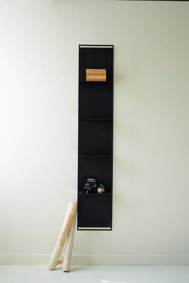 Tall Black Metal Wall Hanging With Four Shelves By Kalalou - Image 3