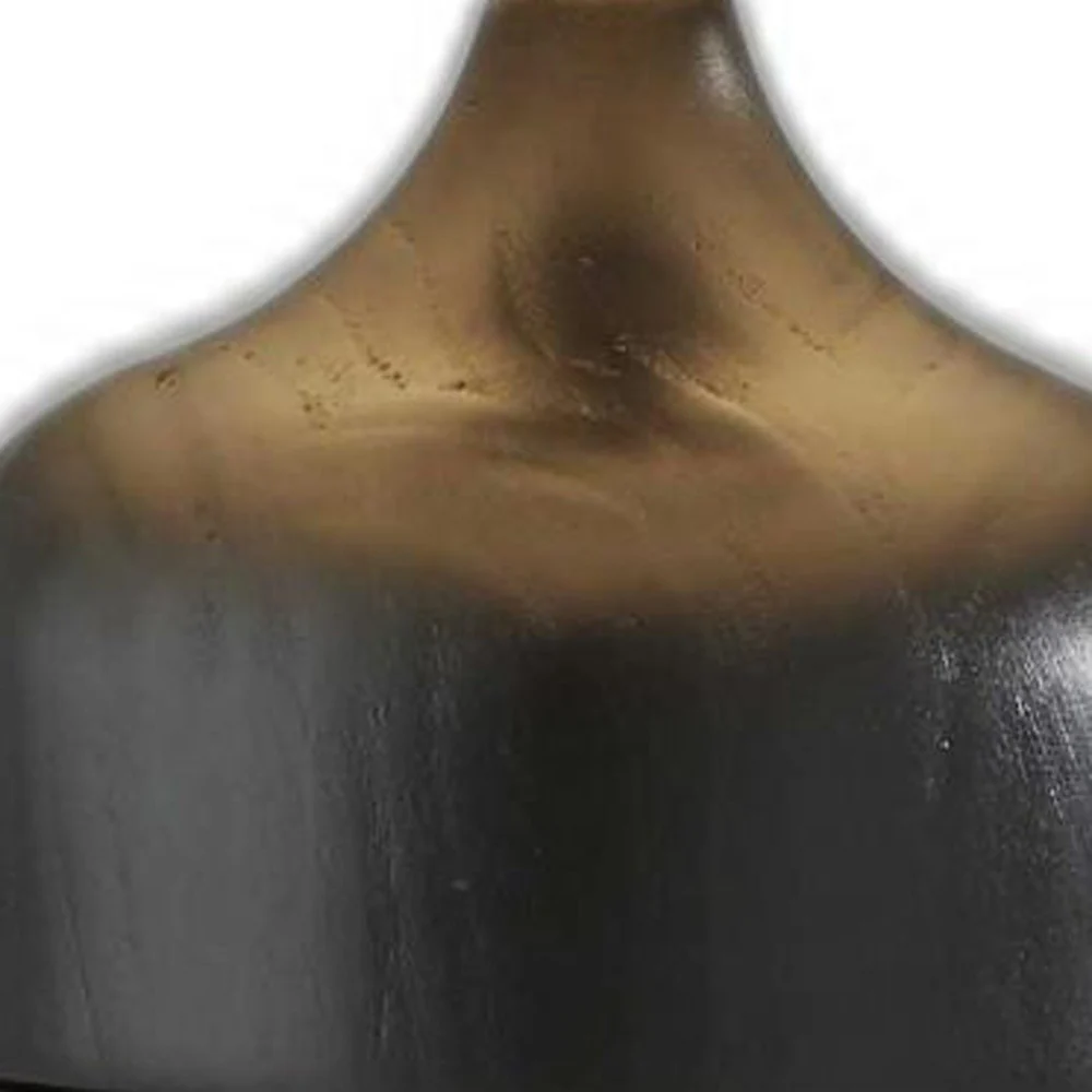 Tall Black Wood Smoked Glass Base with Lightly Textured Round Shade Table Lamp By Homeroots - Image 4