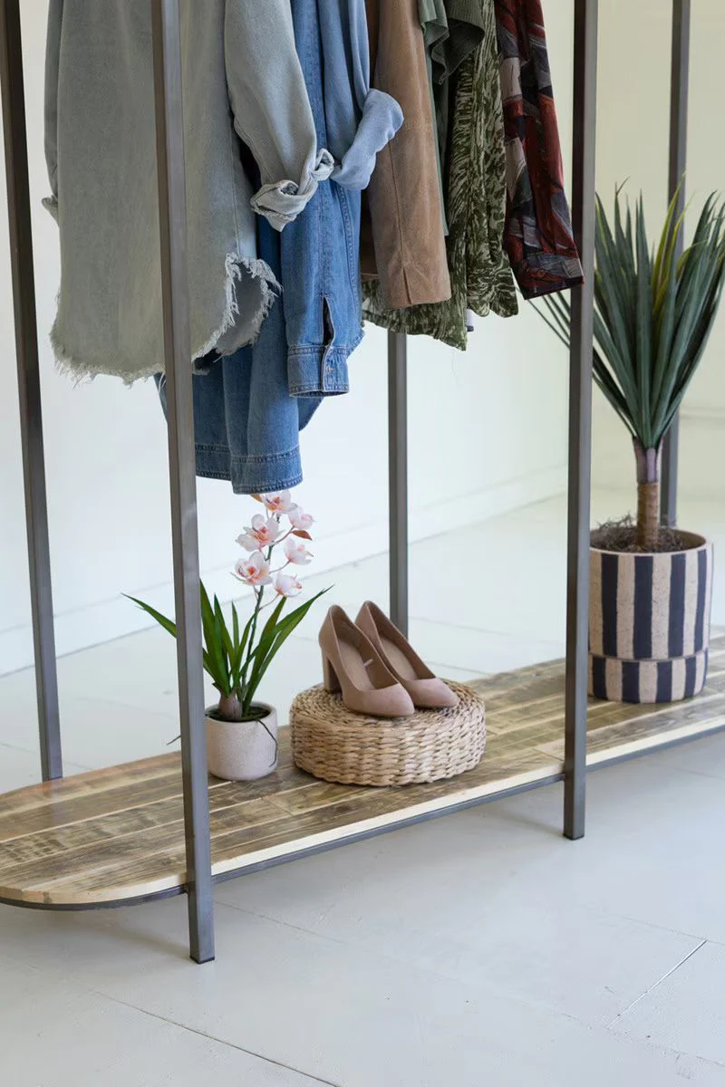 Tall Iron And Recycled Wood Garment Display By Kalalou - Image 2