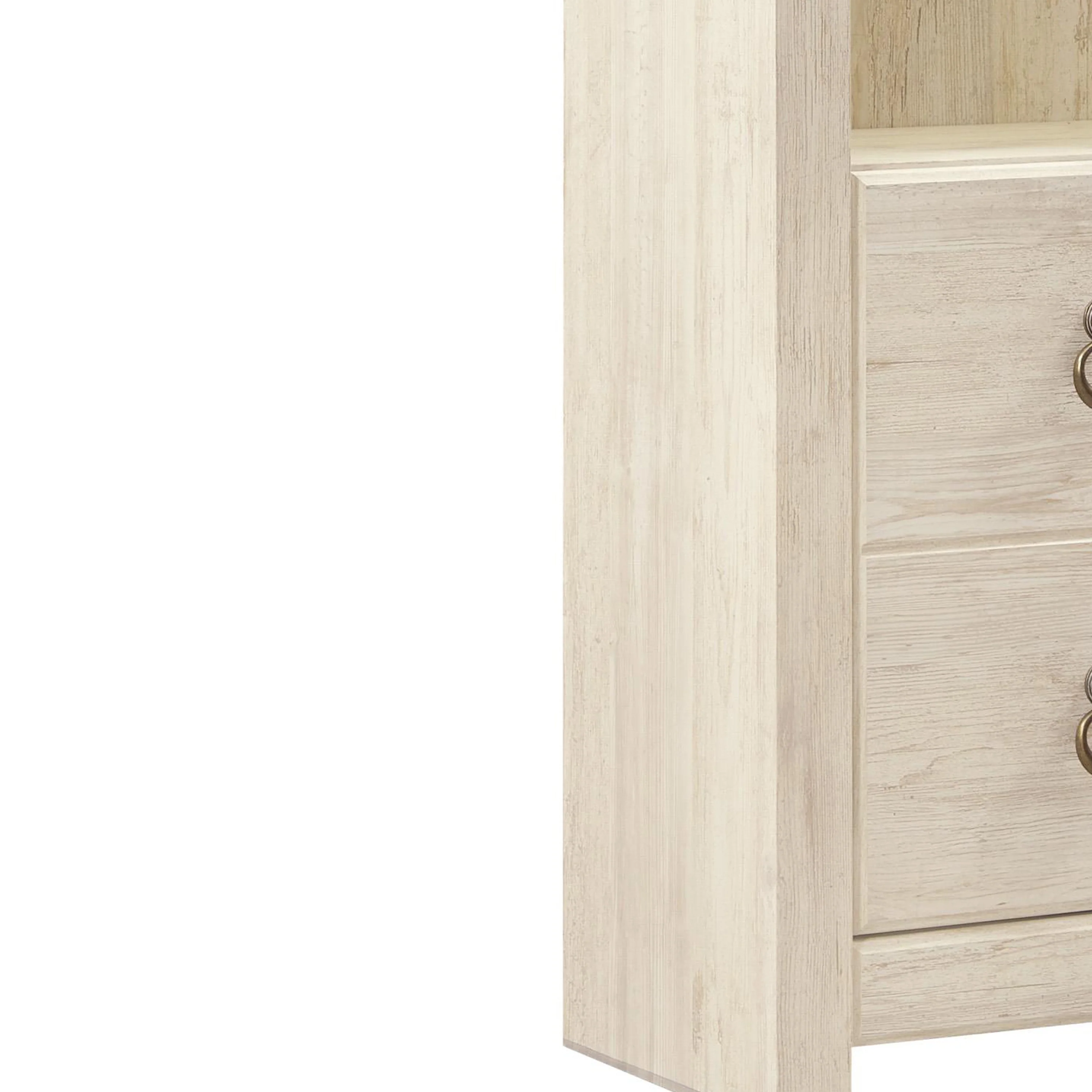 Tall Pier with 1 Door Cabinet and 2 Adjustable Glass Shelves, Antique White By Benzara - Image 4