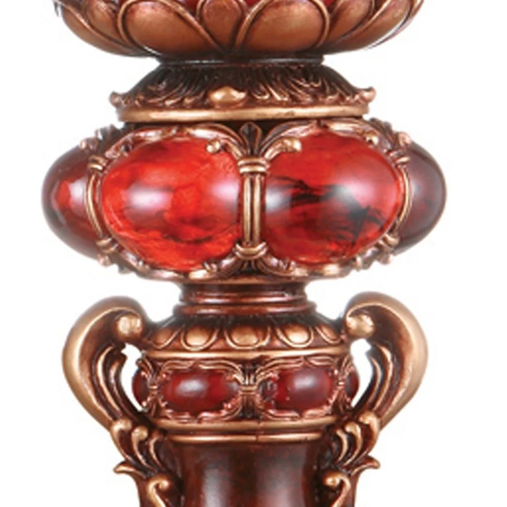 Tall Red and Brown Faux Marble Candle Holder with Candle By Homeroots - Image 3