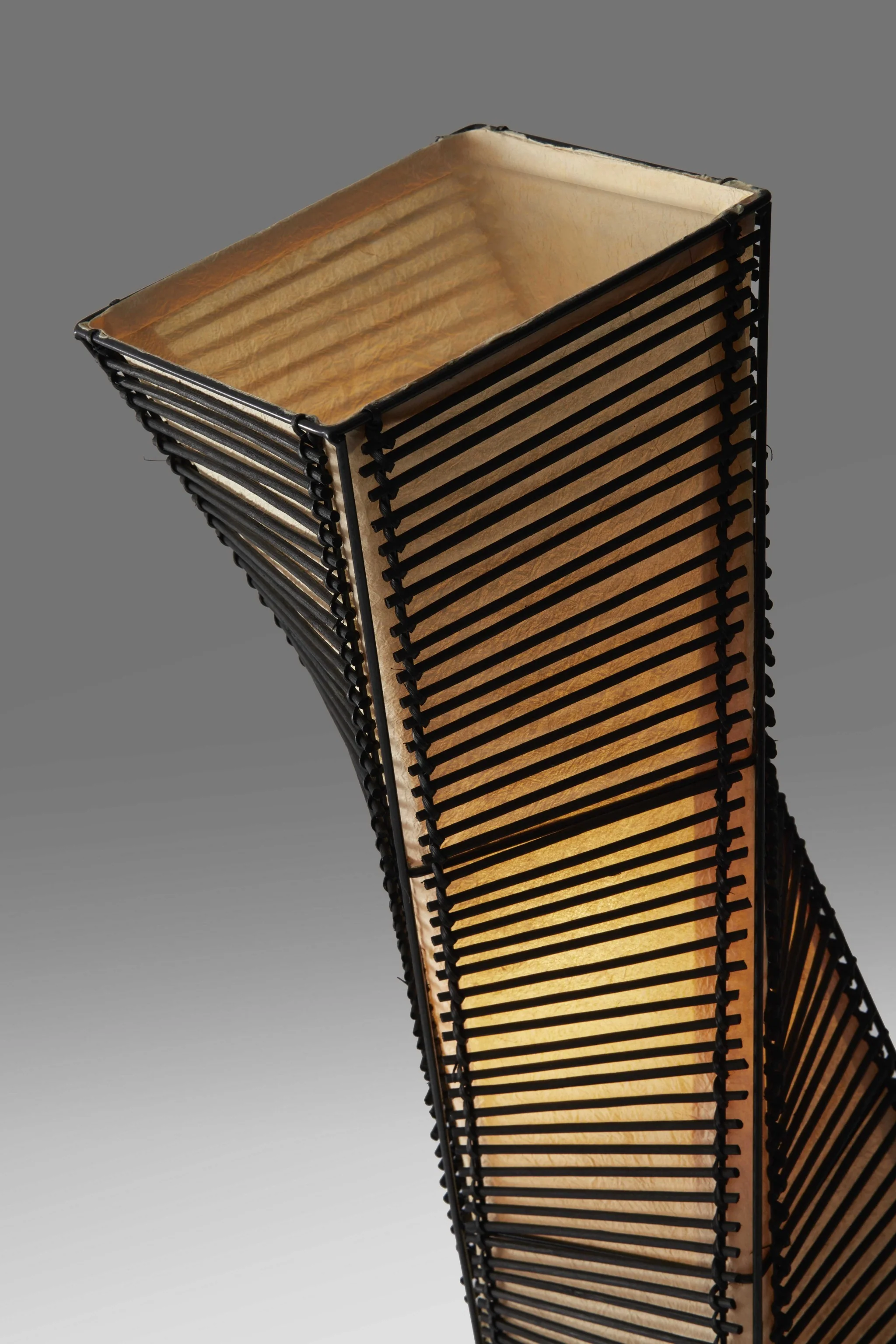 Tall Sculptural Twist Floor Lamp with Black Cane Stick And Natural Paper Shade By Homeroots - Image 2