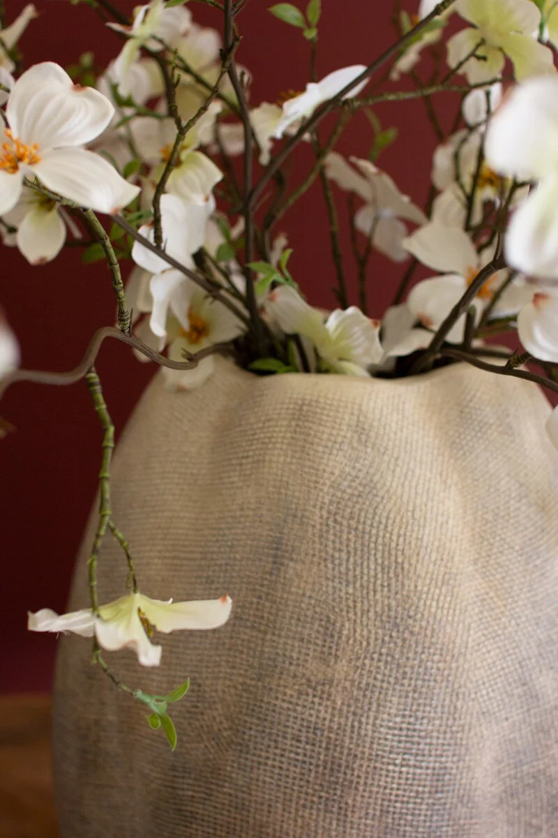 Tall Stone Composite Scalloped Vase By Kalalou - Image 4