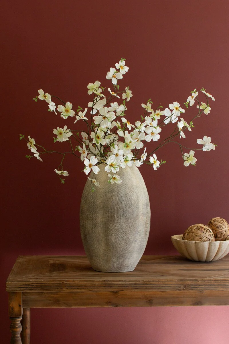 Tall Stone Composite Scalloped Vase By Kalalou - Image 5