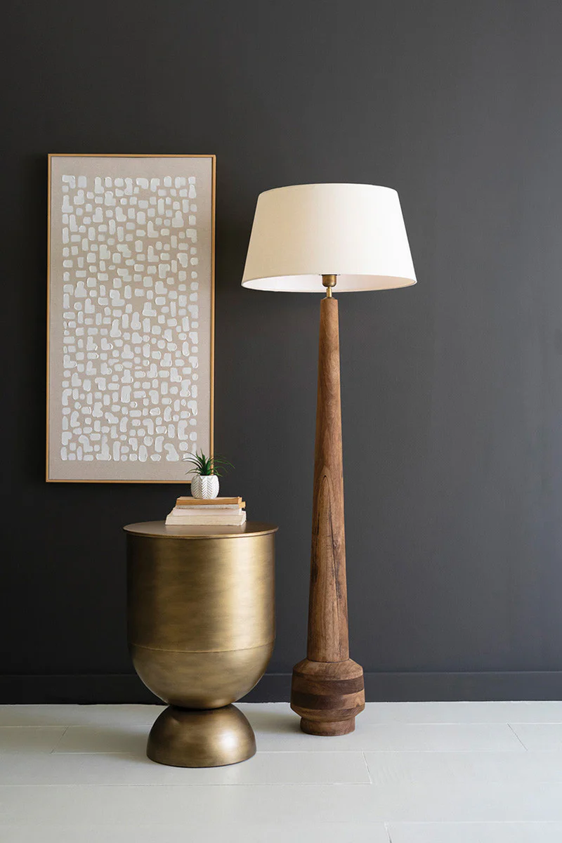 Tall Wooden Floor Lamp Base With Shade By Kalalou - Image 2