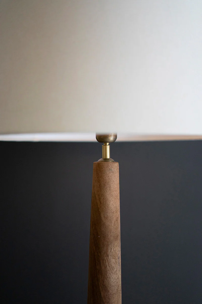 Tall Wooden Floor Lamp Base With Shade By Kalalou - Image 3