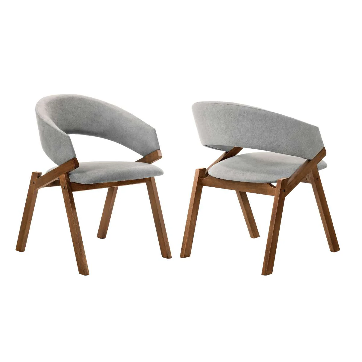 Talulah Gray Fabric and Walnut Veneer Dining Side Chairs - Set of 2 By Armen Living - Image 2