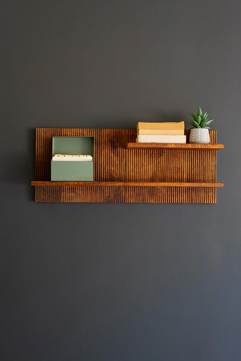 Tambour Wood Shelf By Kalalou - Image 2