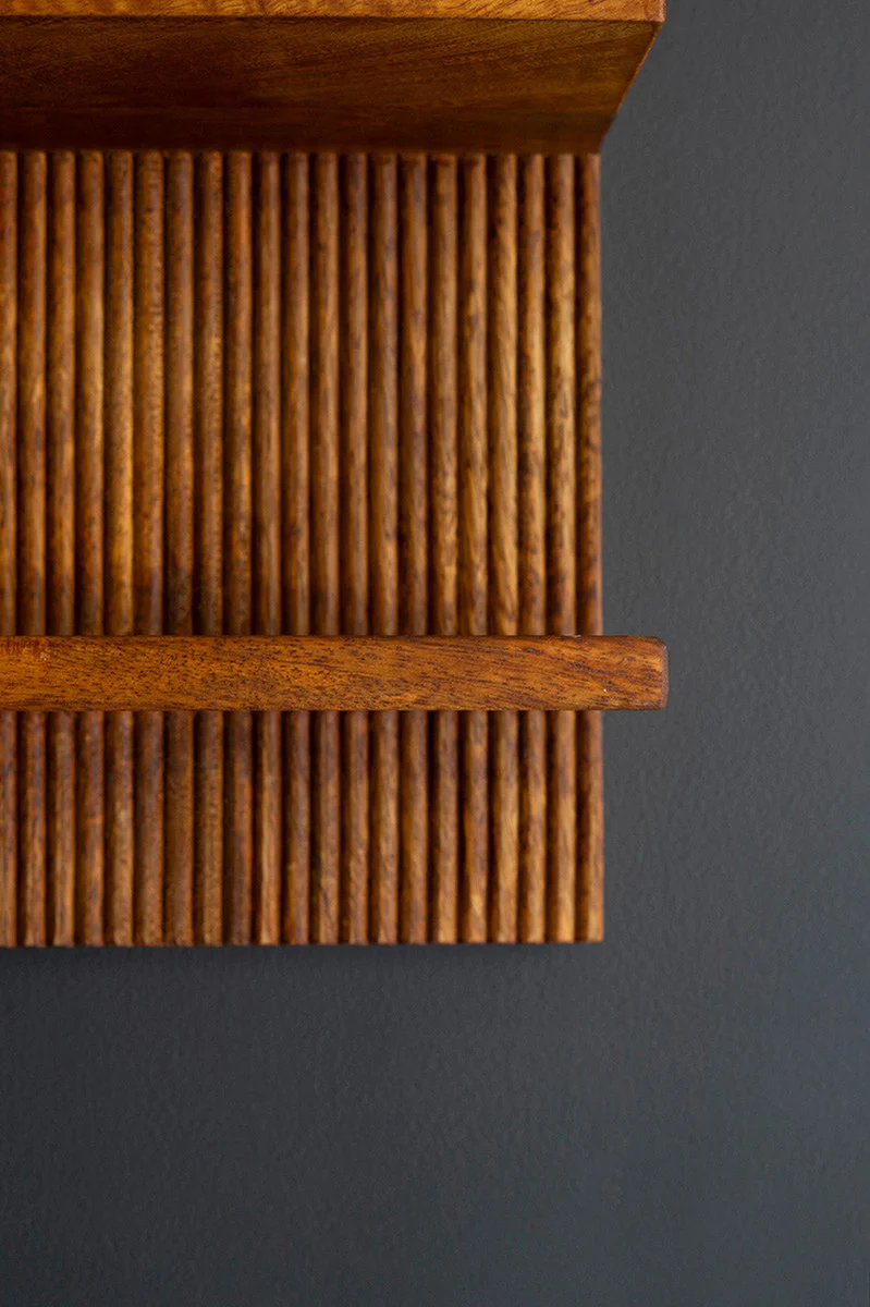 Tambour Wood Shelf By Kalalou - Image 3