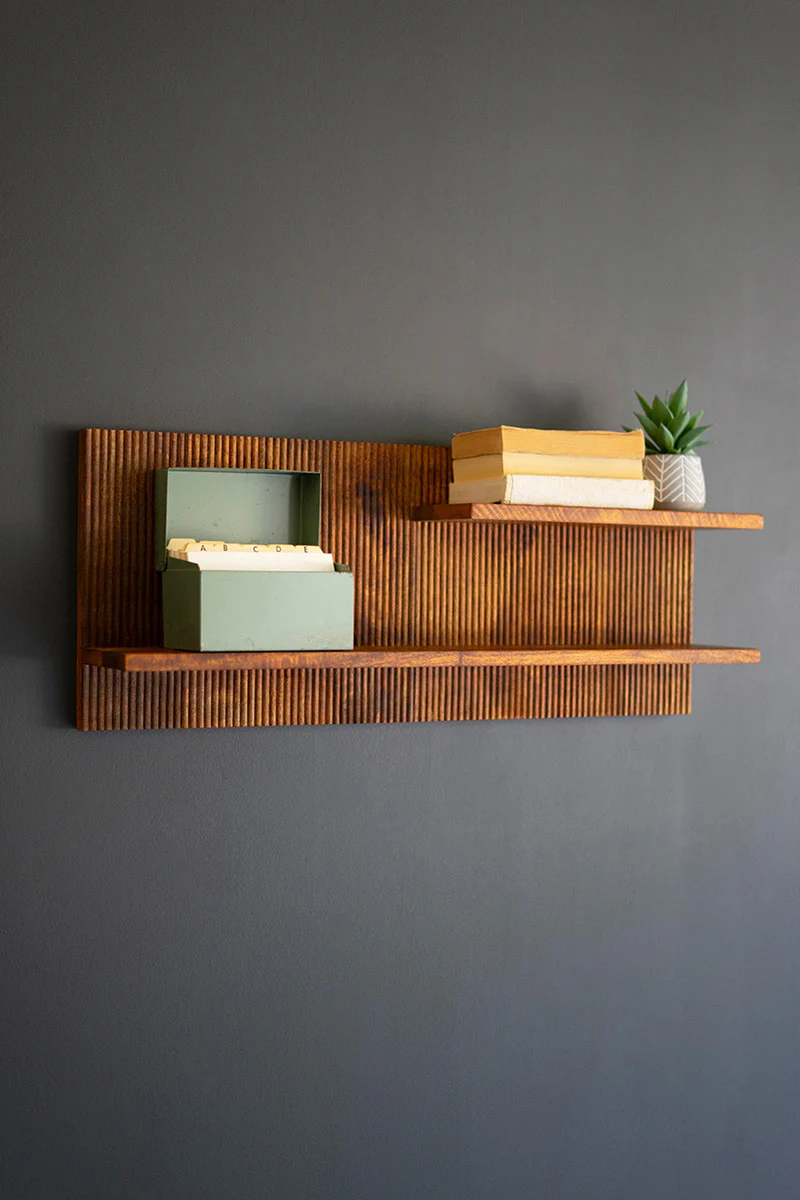 Tambour Wood Shelf By Kalalou - Image 4