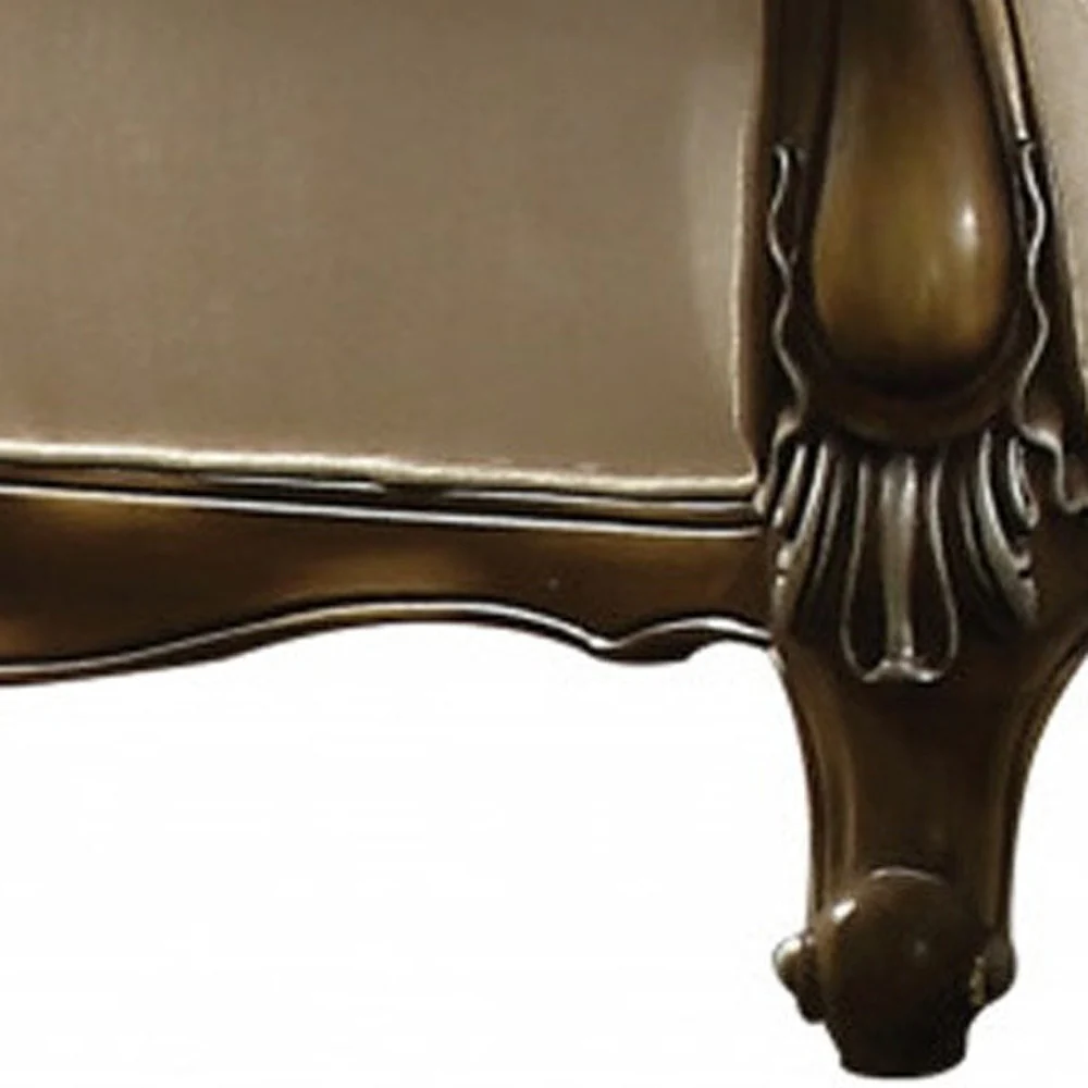 Tan And Brown Velvet Damask Curved Loveseat and Toss Pillows By Homeroots - Image 4