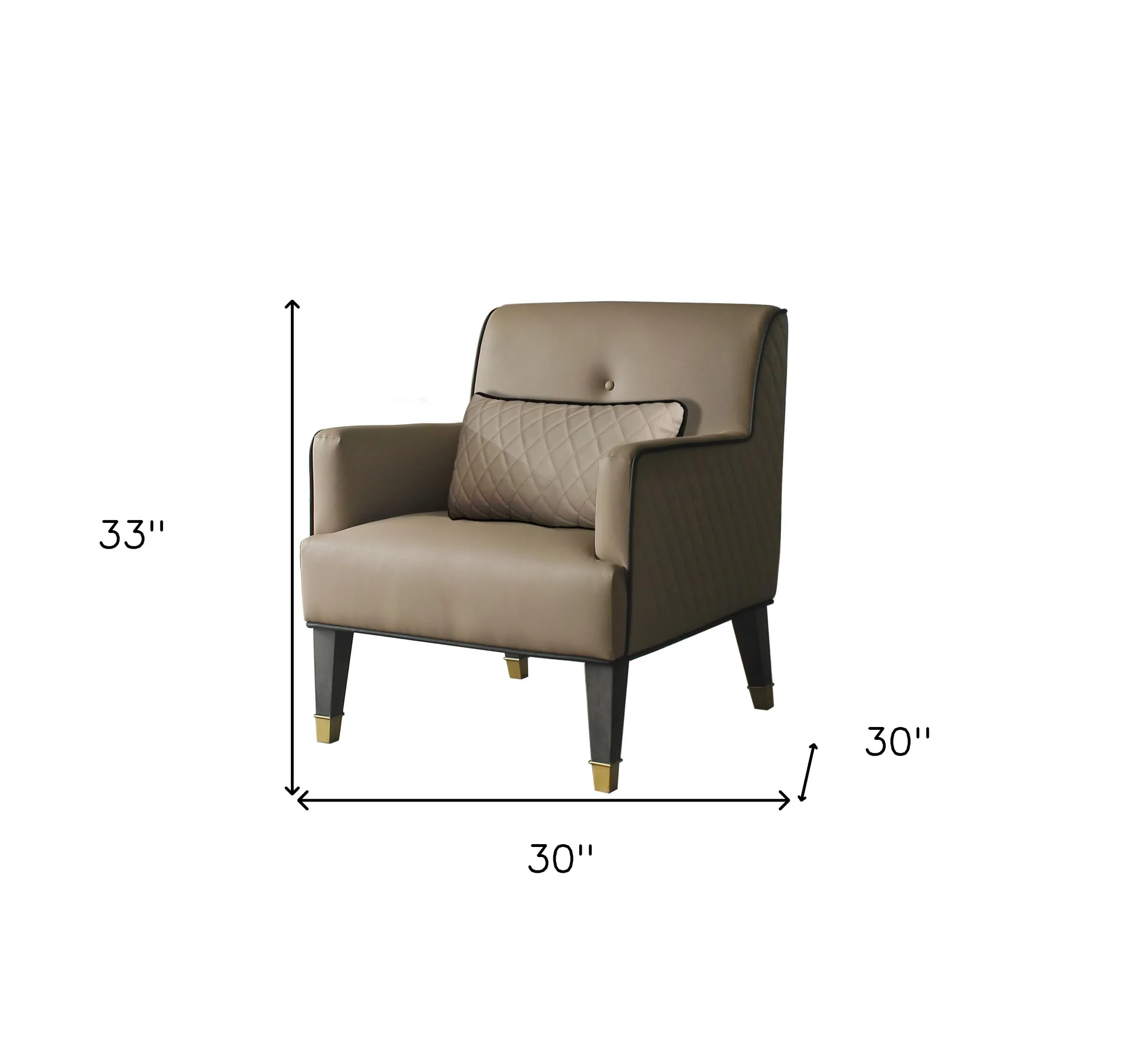 Tan and Charcoal Faux Leather Tufted Arm Chair And Toss Pillow By Homeroots - Image 5