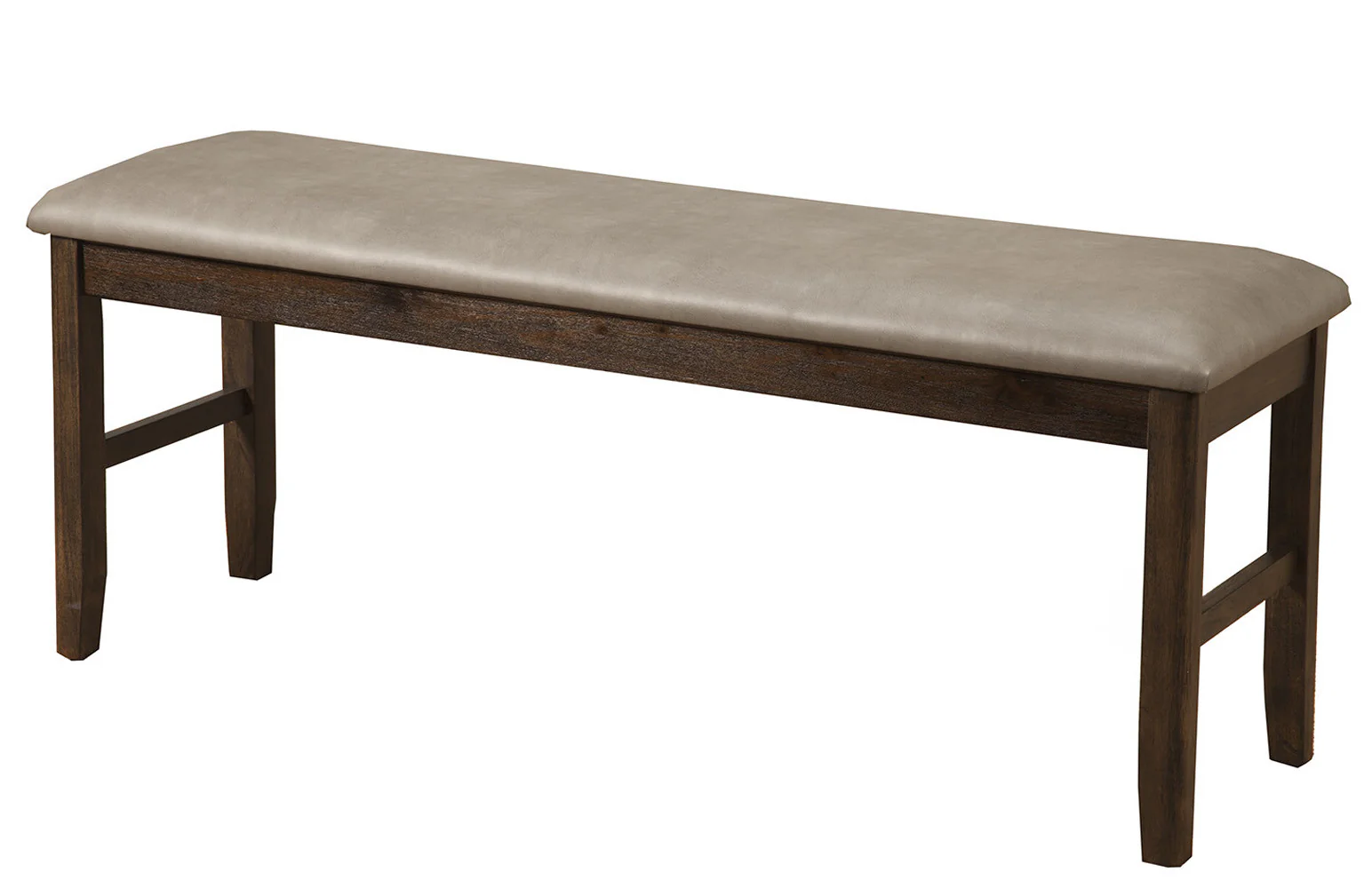 Tan and Dark Brown Faux Leather Distressed Upholstery Dining Bench By Homeroots - Image 3