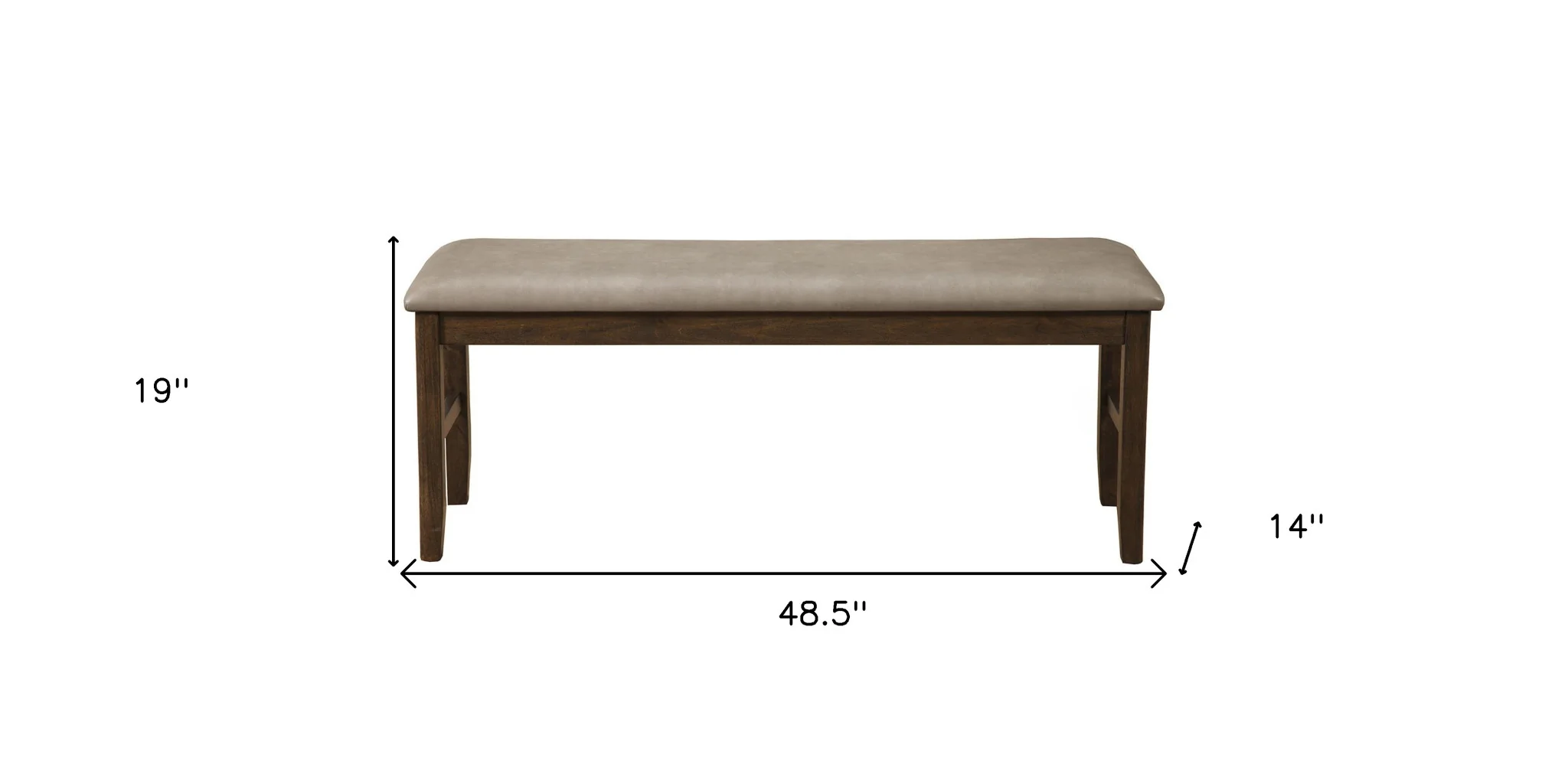 Tan and Dark Brown Faux Leather Distressed Upholstery Dining Bench By Homeroots - Image 4