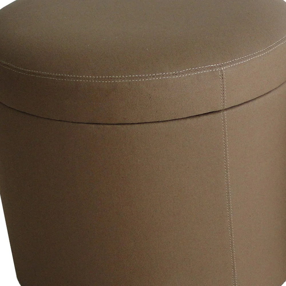 Tan Canvas Round Storage Ottoman By Homeroots - Image 5