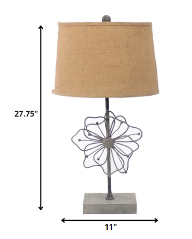 Tan Country Cottage with Blooming Flower Pedestal - Table Lamp By Homeroots - Image 5