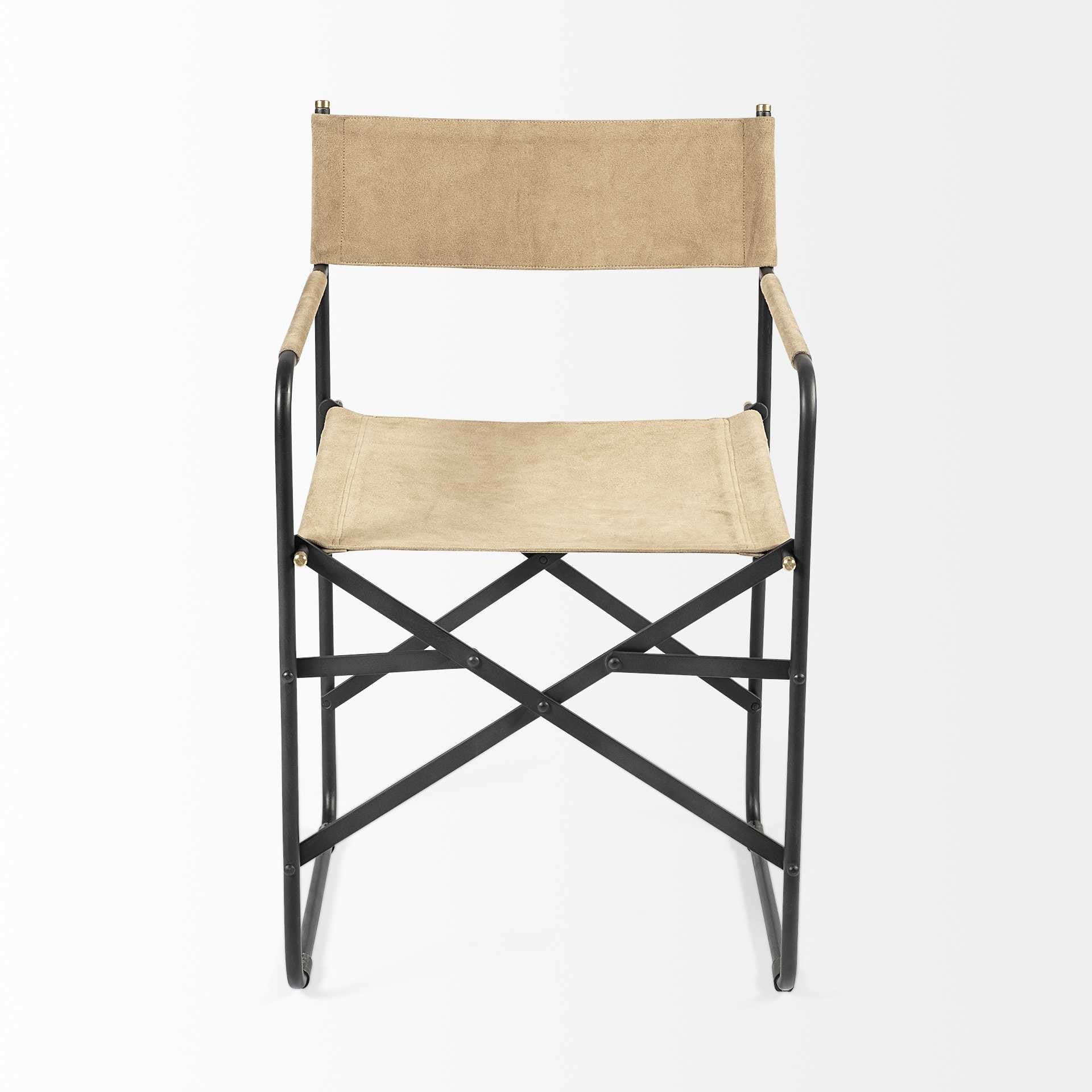 Tan Leather With Black Iron Frame Dining Chair By Homeroots - Image 2