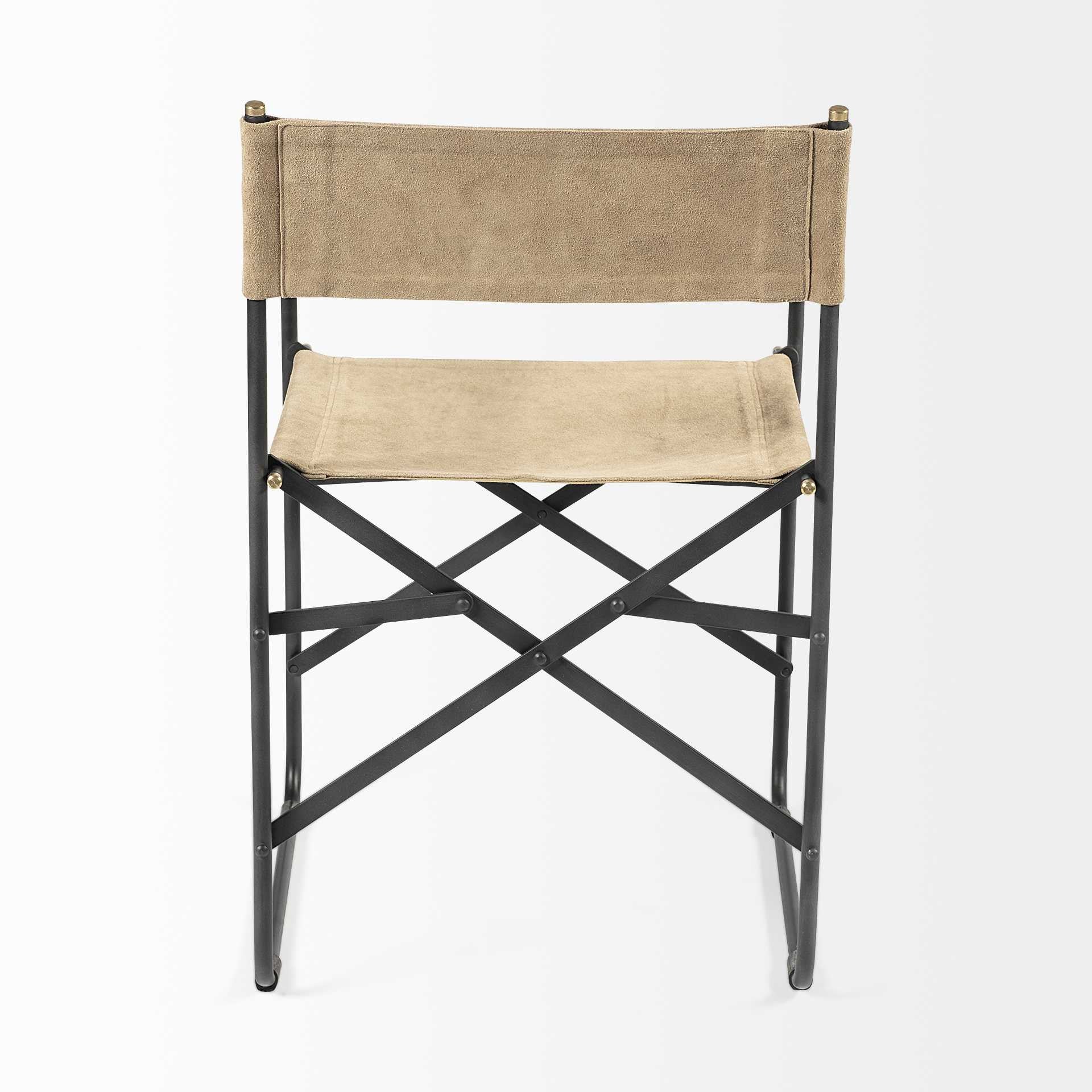 Tan Leather With Black Iron Frame Dining Chair By Homeroots - Image 4