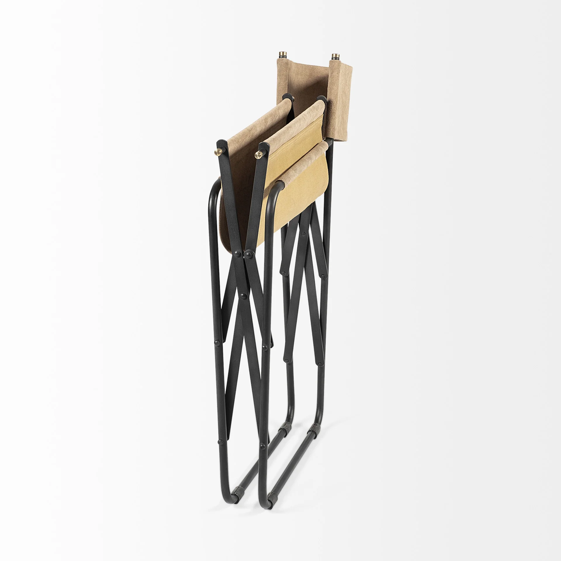 Tan Leather With Black Iron Frame Dining Chair By Homeroots - Image 6