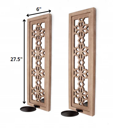 Tan Rustic Lattice Mirrors - Candle Holder Sconce Set By Homeroots - Image 2
