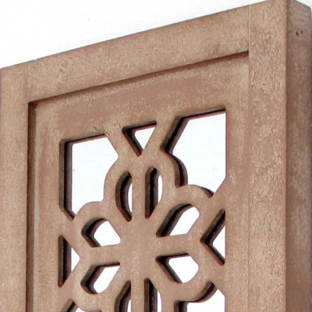 Tan Rustic Lattice Mirrors - Candle Holder Sconce Set By Homeroots - Image 4